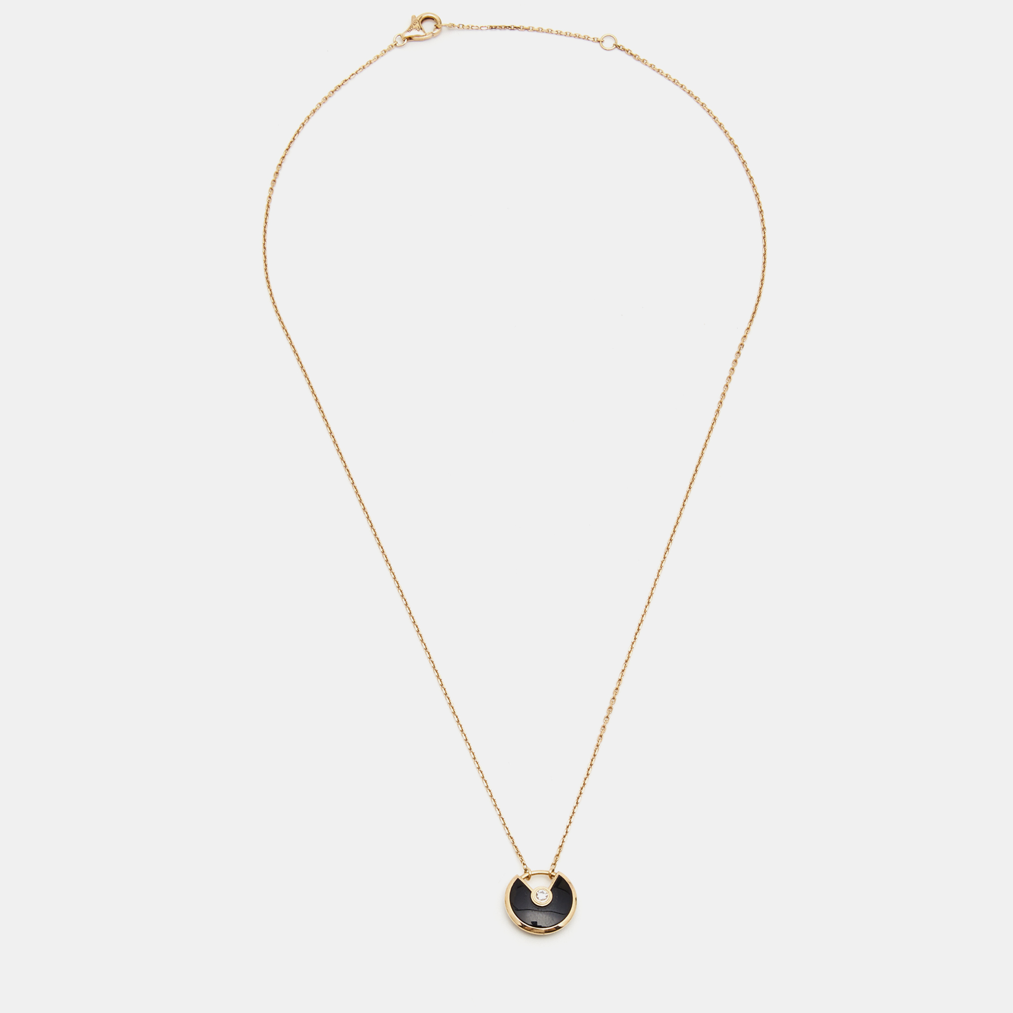 

Cartier Amulette De Cartier Onyx Diamond 18k Rose Gold  Model Necklace