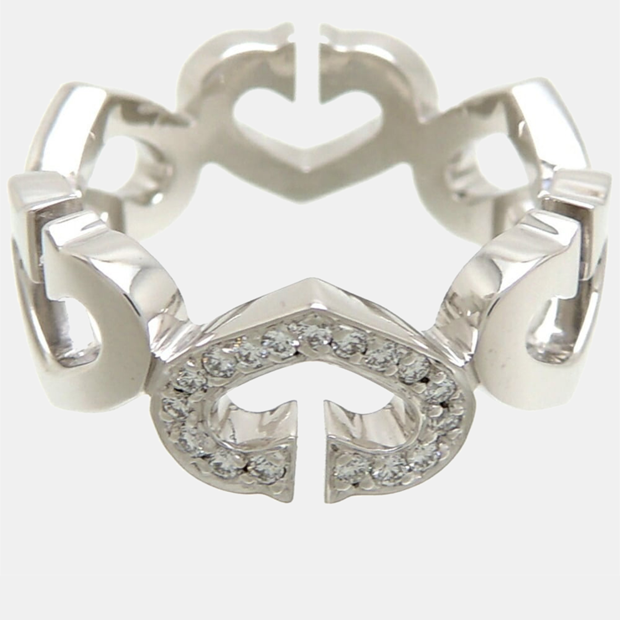 

Cartier Heart C 18K White Gold Diamond Ring EU 49