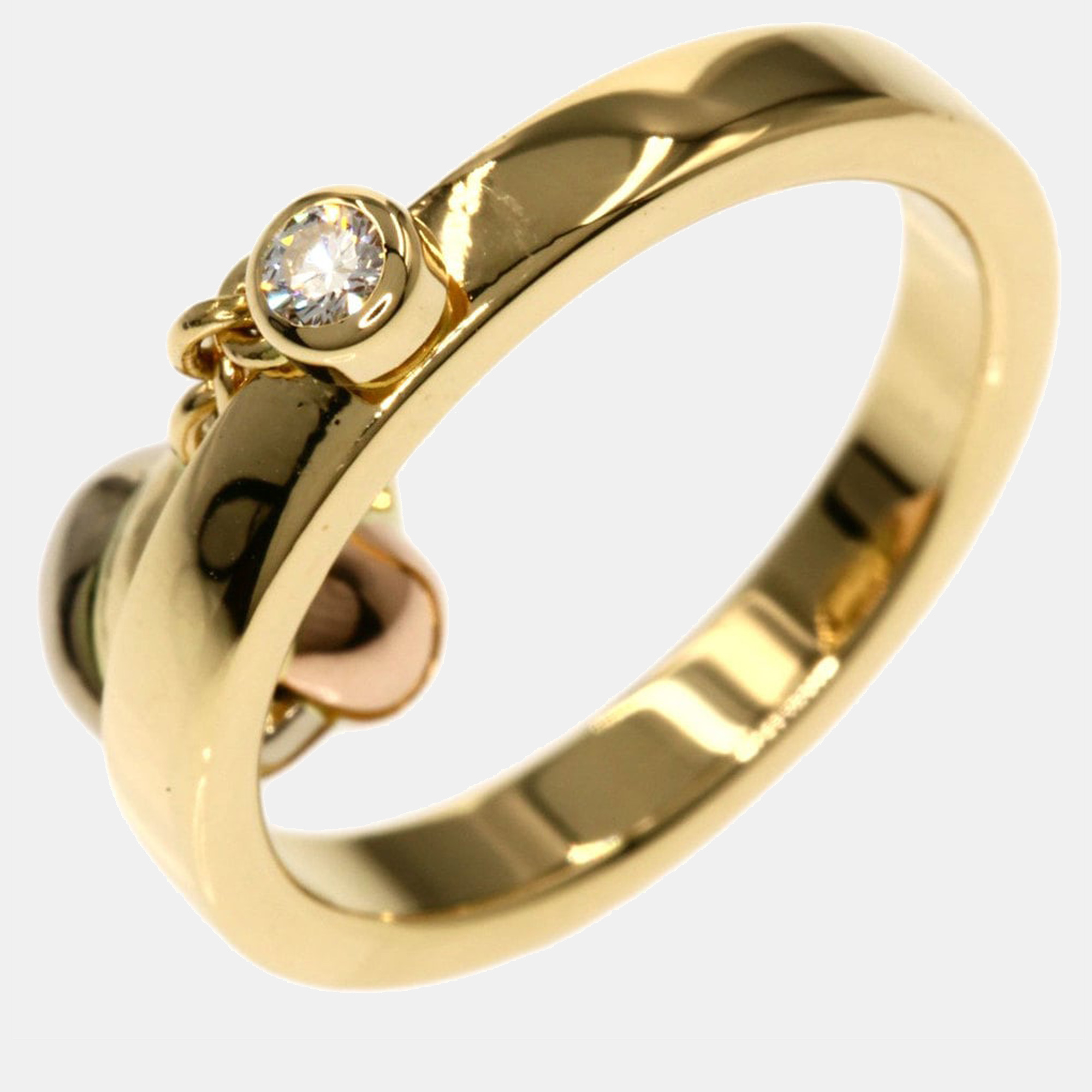 

Cartier Trinity Ball 18K Yellow Rose and White Gold Diamond Ring EU 49