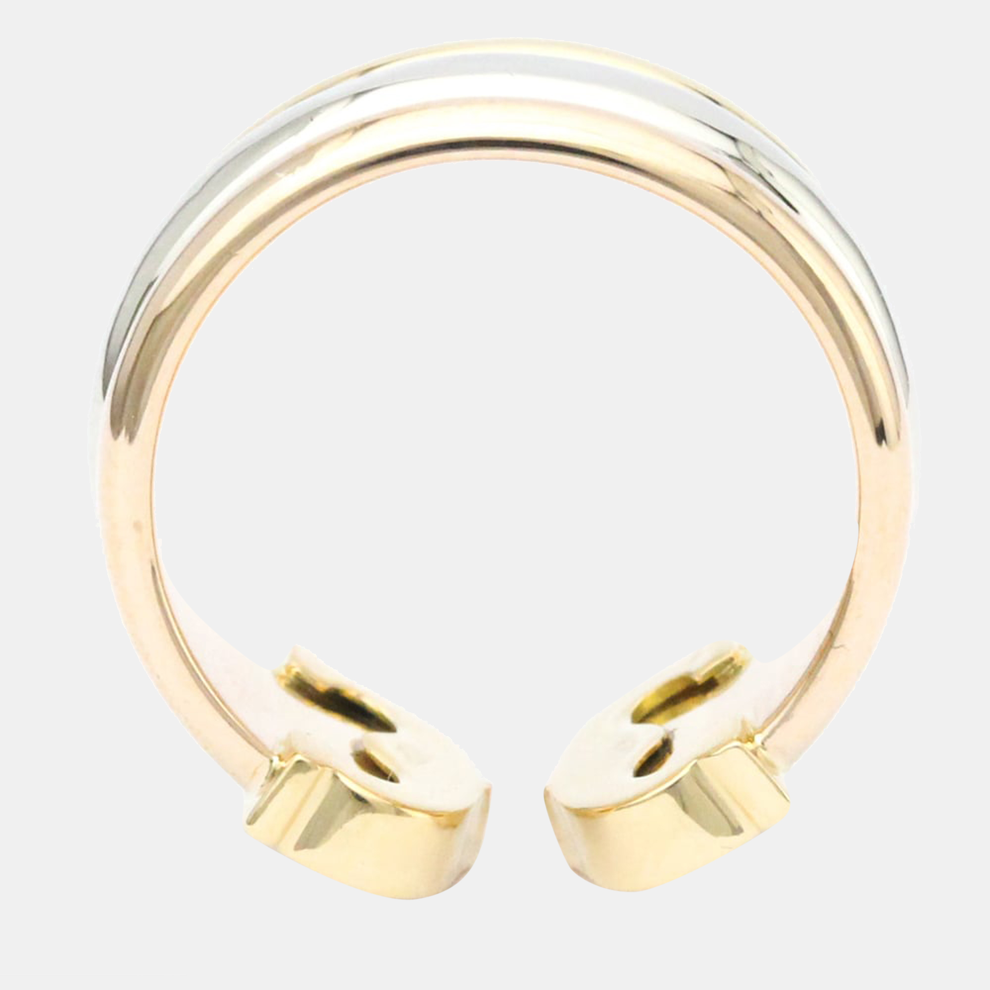 

Cartier Vintage Double C Trinity 18K Yellow Rose and White Gold Ring EU 52