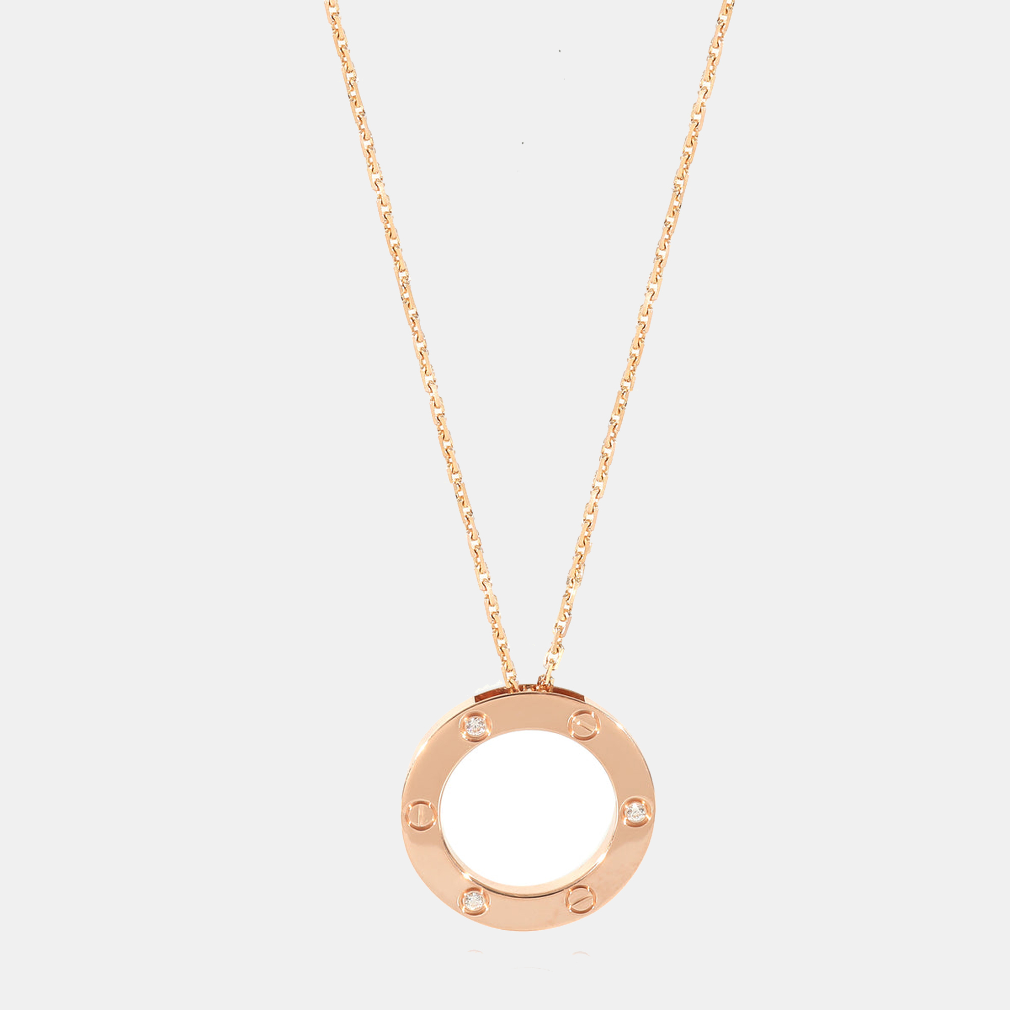 Cartier 18K Rose Gold LOVE Necklace with Diamonds