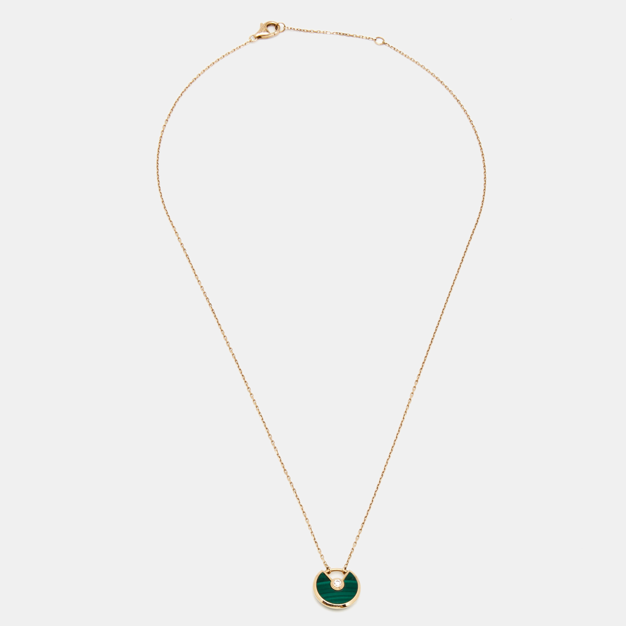 

Cartier Amulette De Cartier Malachite Diamond 18k Rose Gold Necklace