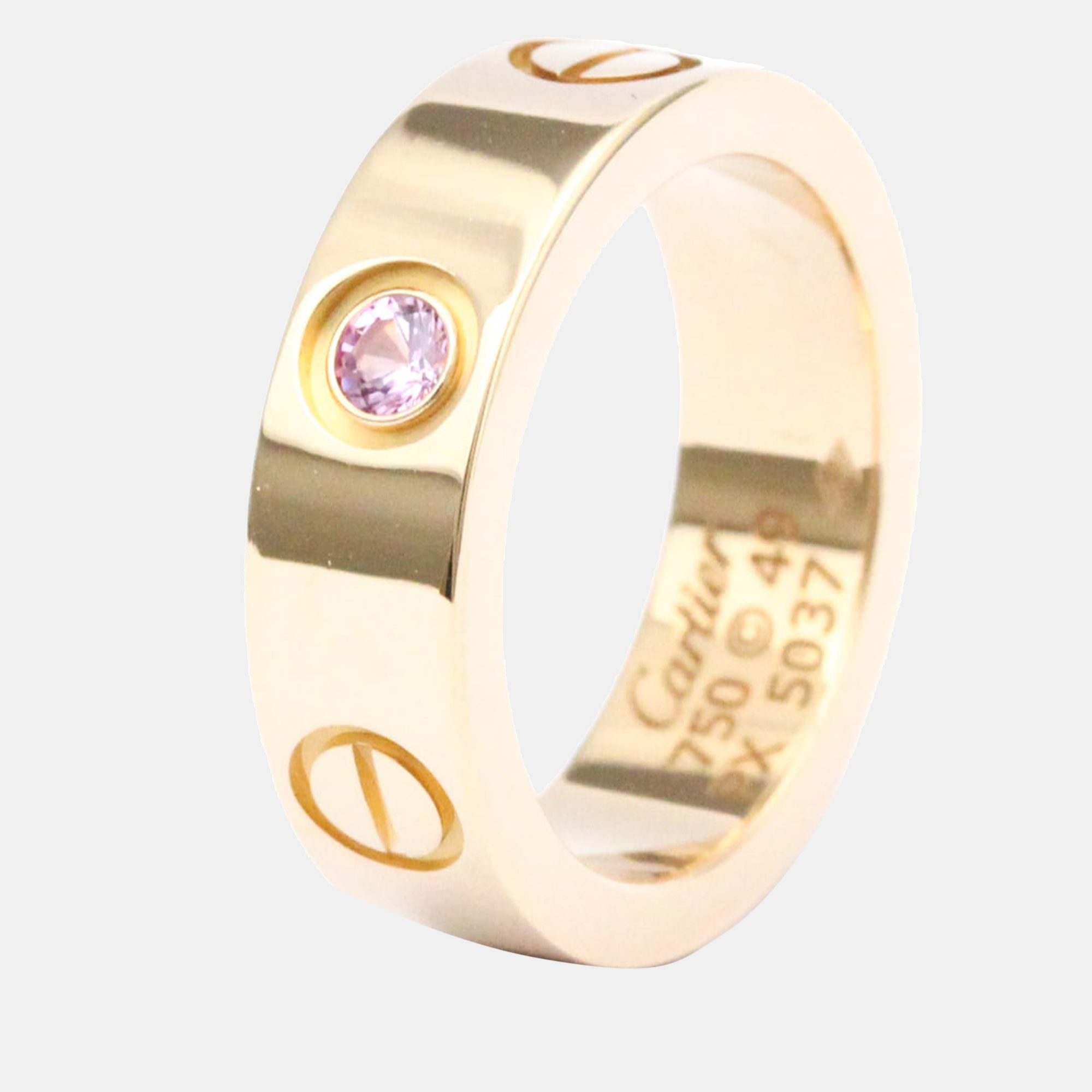 Pre Owned Cartier Love 18K Rose Gold Sapphire Ring EU 49