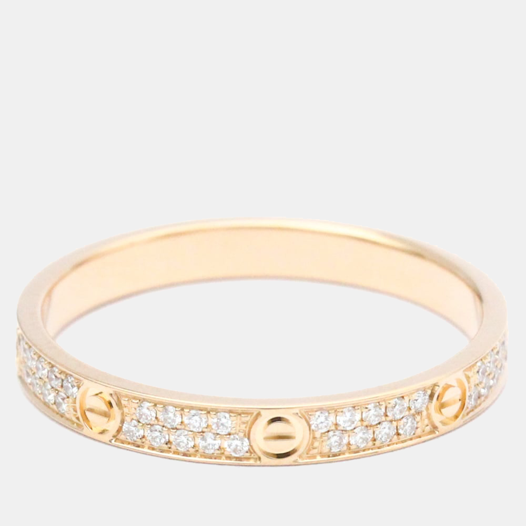 

Cartier Love Pave 18K Rose Gold Diamond Ring EU 55