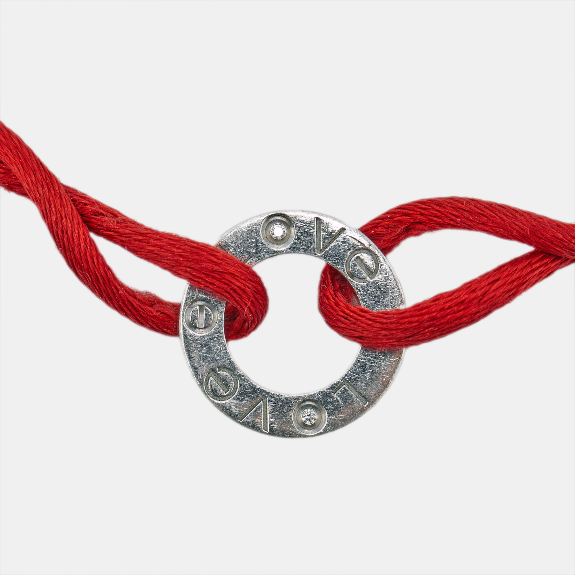 

Cartier Love Diamond 18k White Gold Adjustable Cord Bracelet
