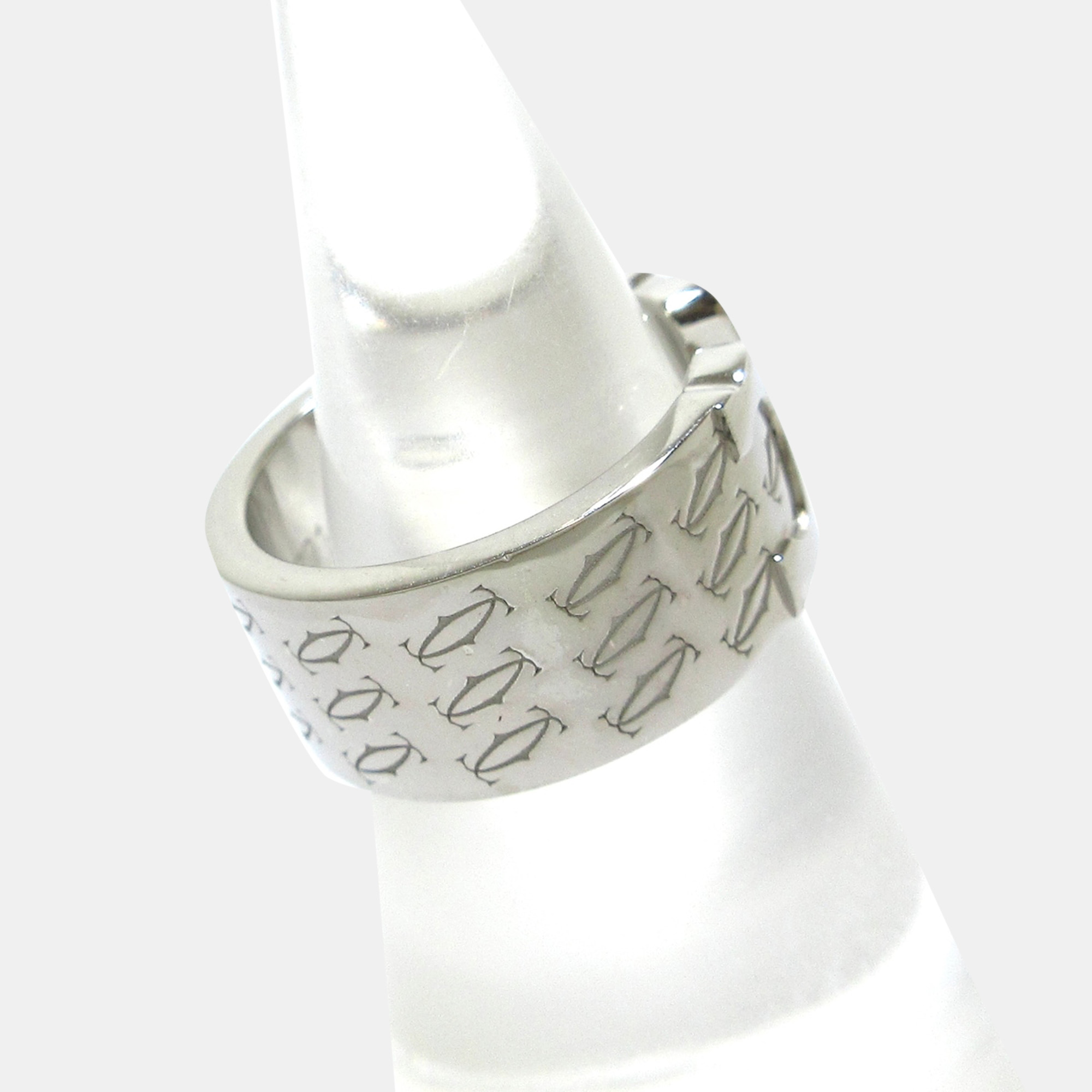 

Cartier Vintage Double C 18K White Gold Ring EU 46