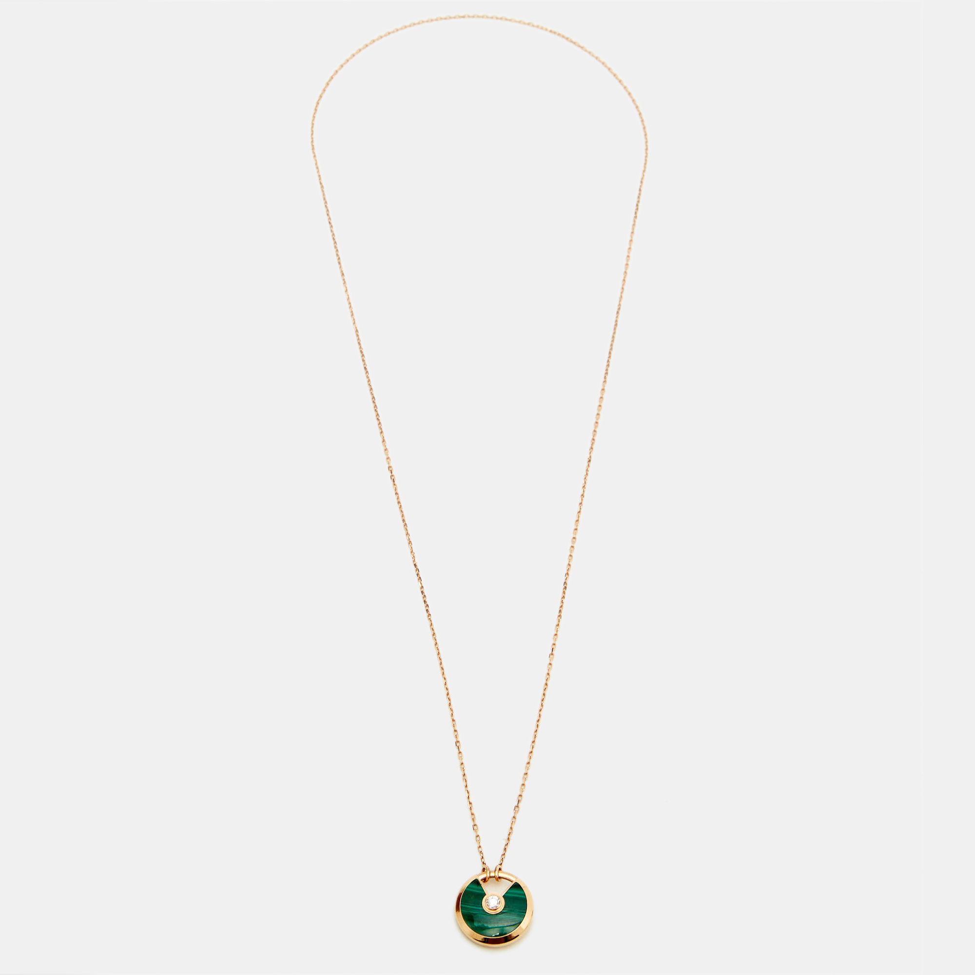 

Cartier Amulette de Cartier Malachite & Diamond 18k Rose Gold Pendant Necklace SM