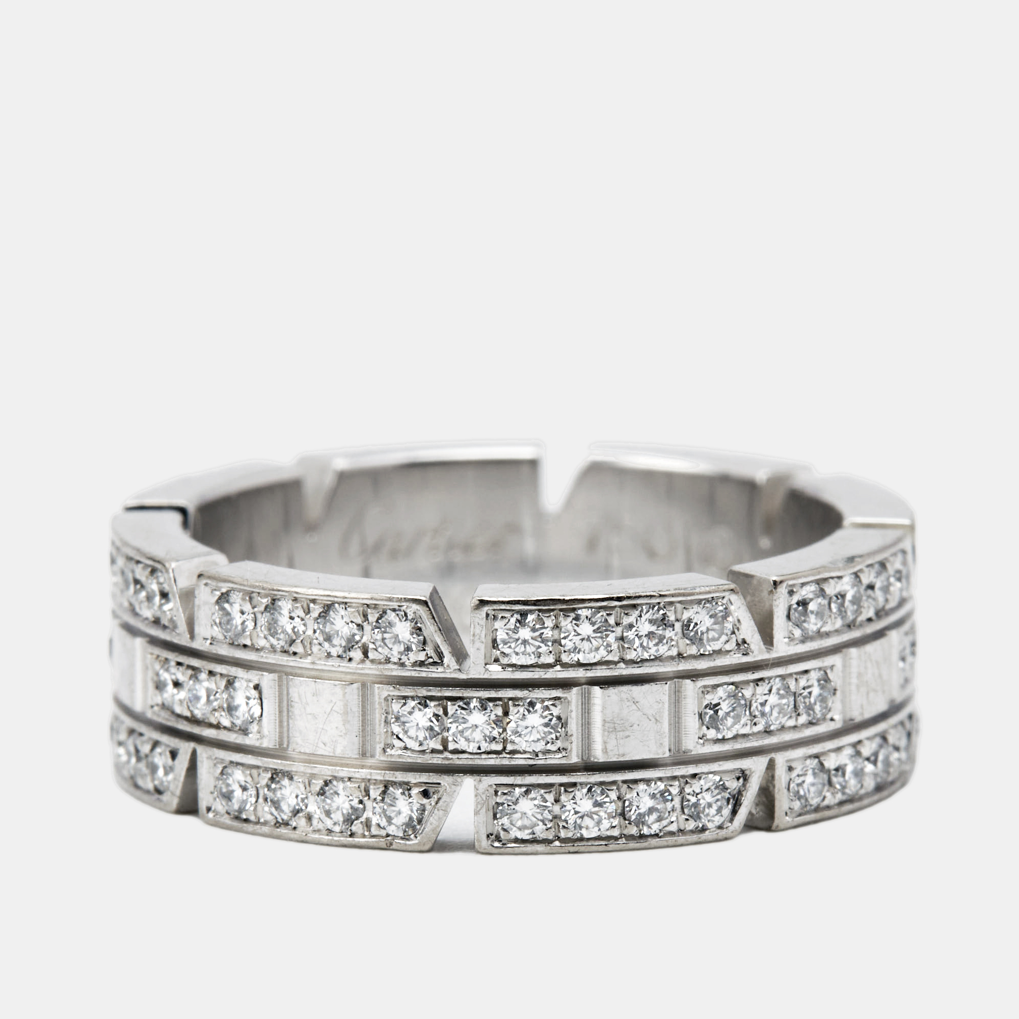 

Cartier Mallion Panthere Diamonds 18k White Gold Ring Size