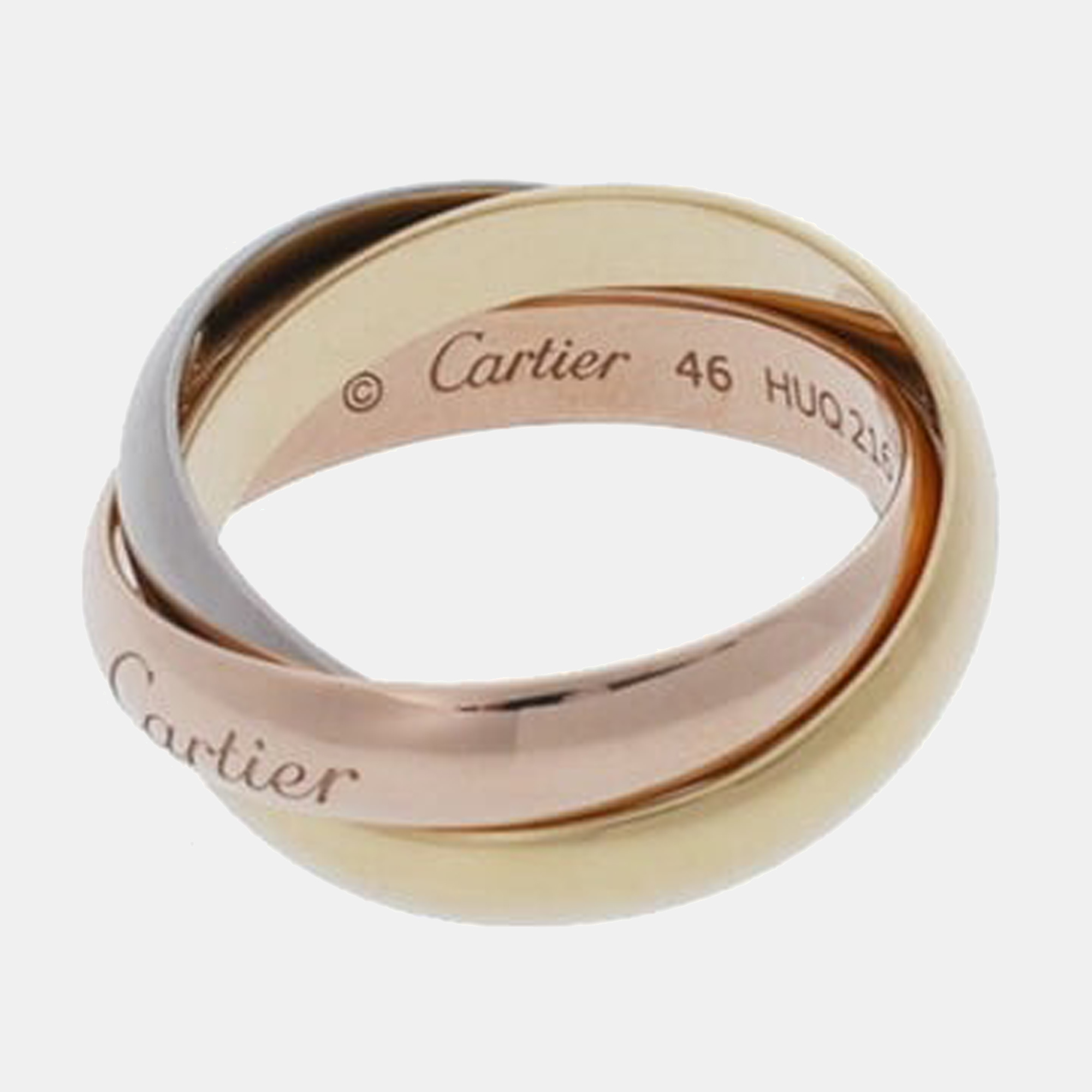 

Cartier Trinity 18K Yellow Rose and White Gold Ring EU 46