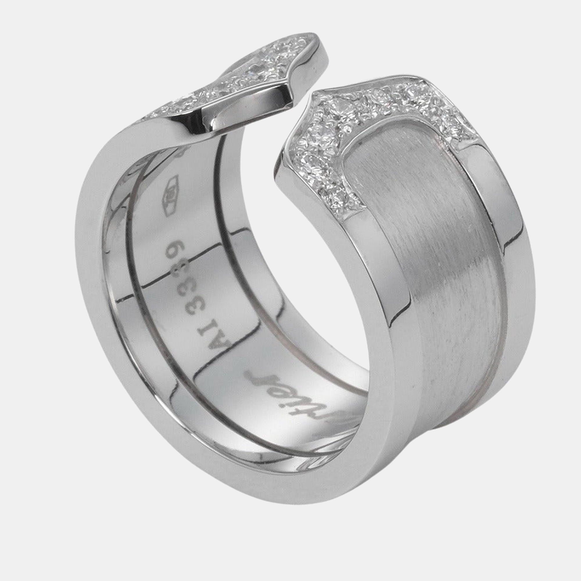 

Cartier Double C 18K White Gold Diamond Ring EU 48