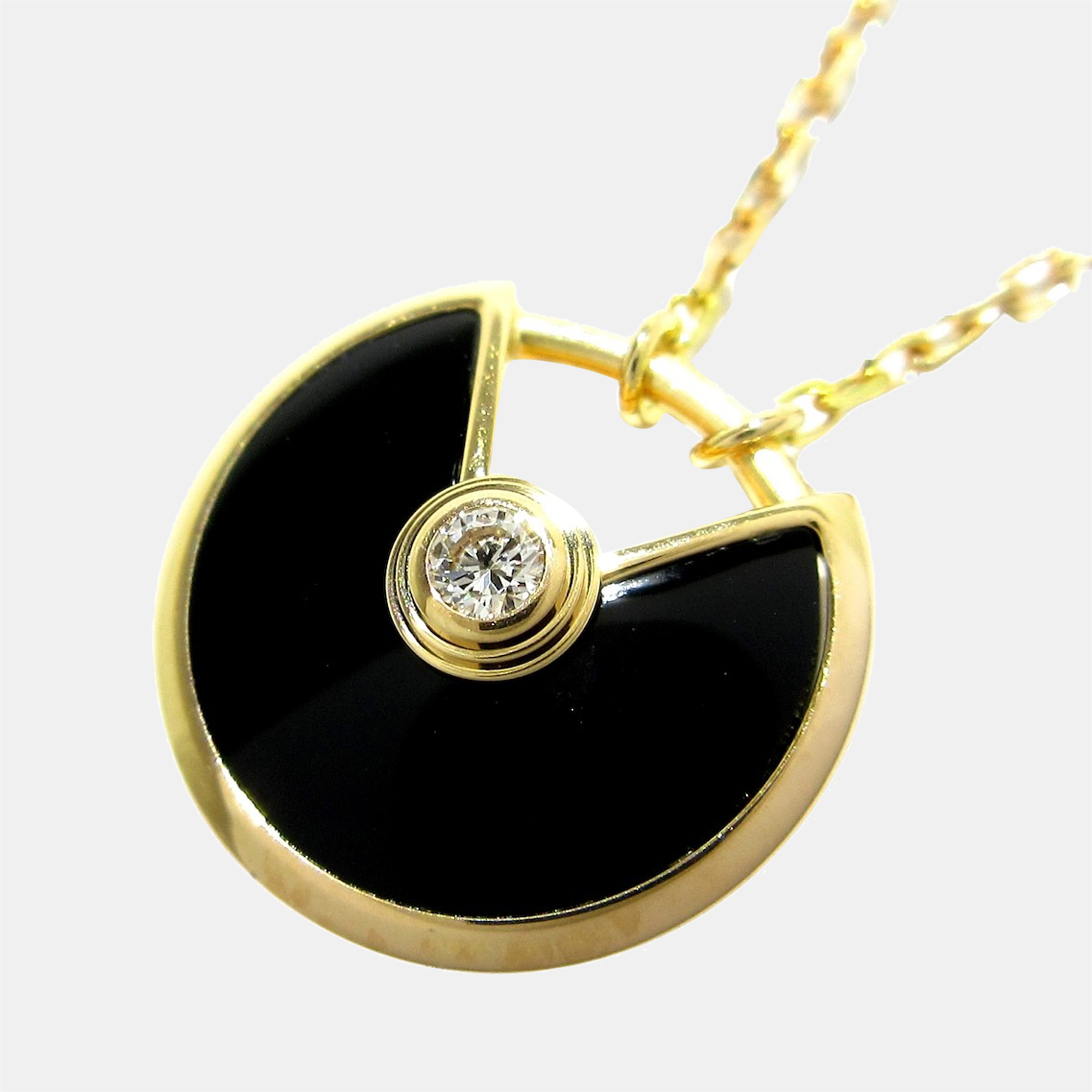 

Cartier Amulette De Cartier 18K Rose Gold, Diamond Onyx Necklace