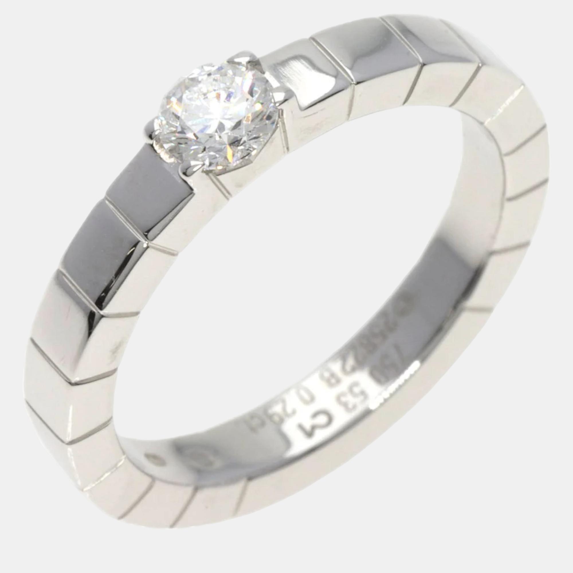 

Cartier Lanieres Solitaire 18K White Gold Diamond Ring EU 53