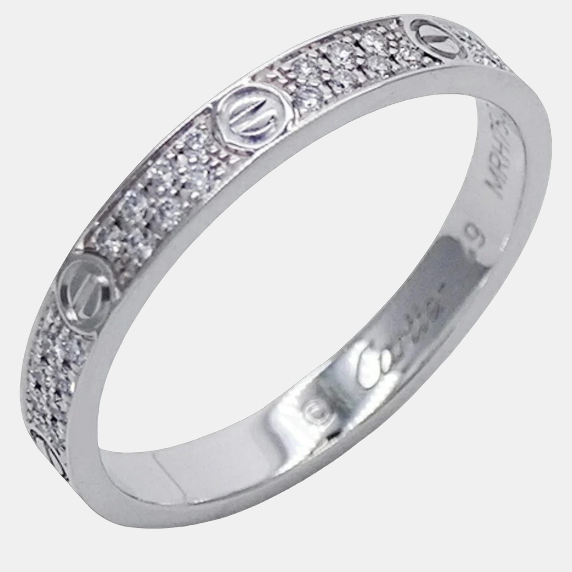 

Cartier Love 18K White Gold Diamond Ring EU 49