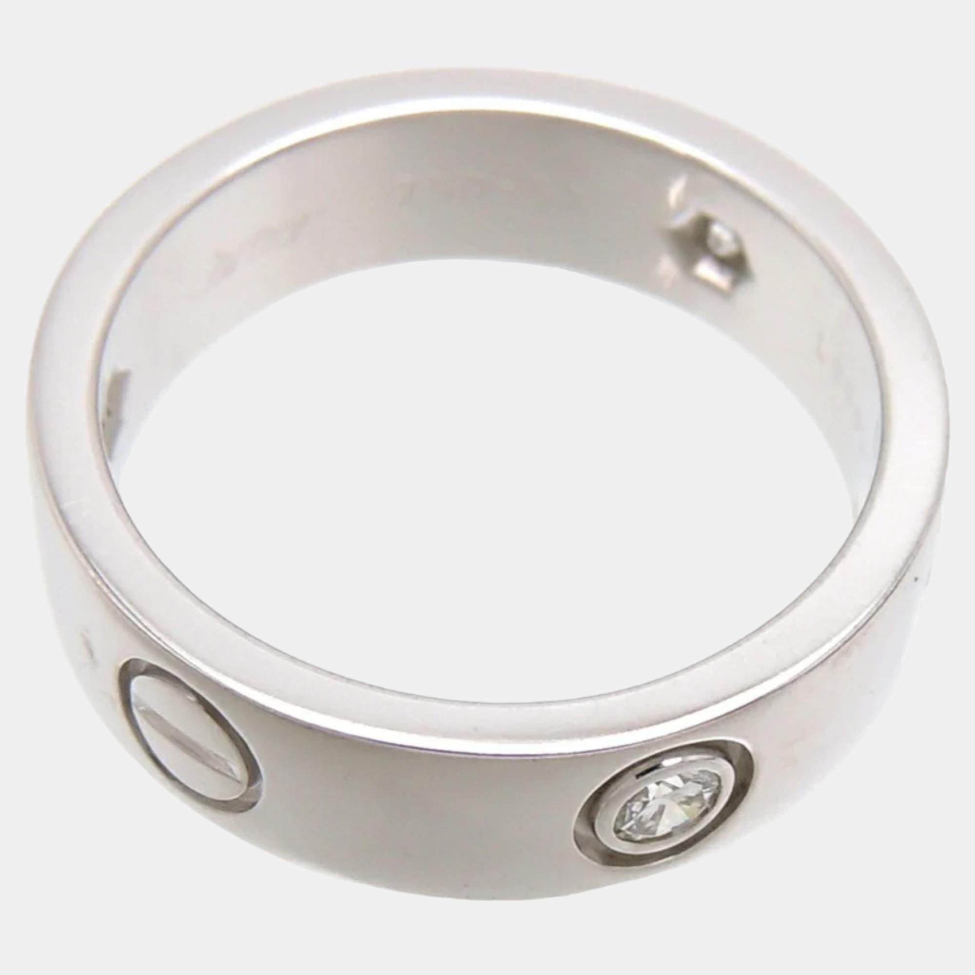 

Cartier Love Vintage 18K White Gold Diamond Ring EU 53