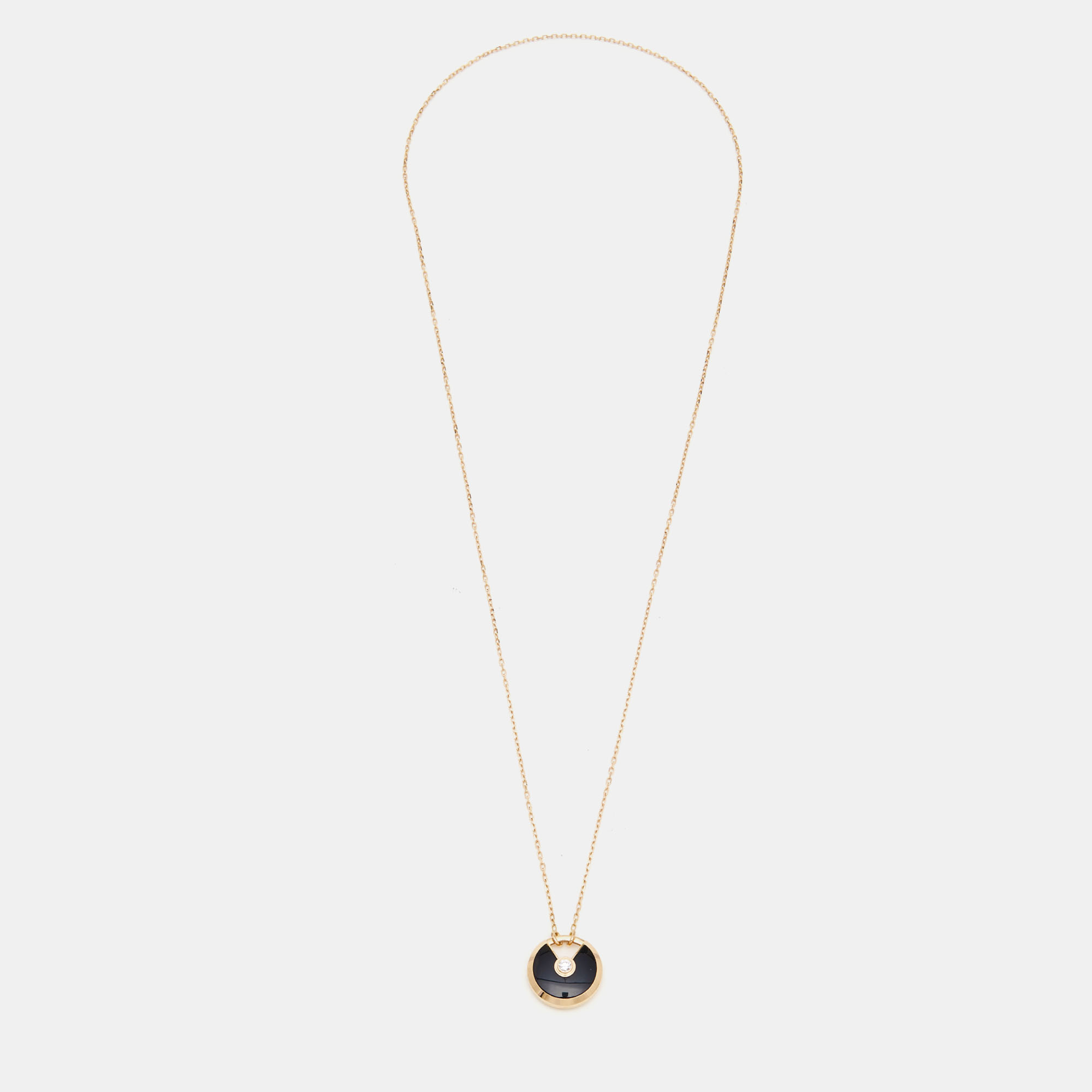 

Cartier Amulette De Cartier Onyx Diamond 18k Rose Gold Small Model Necklace