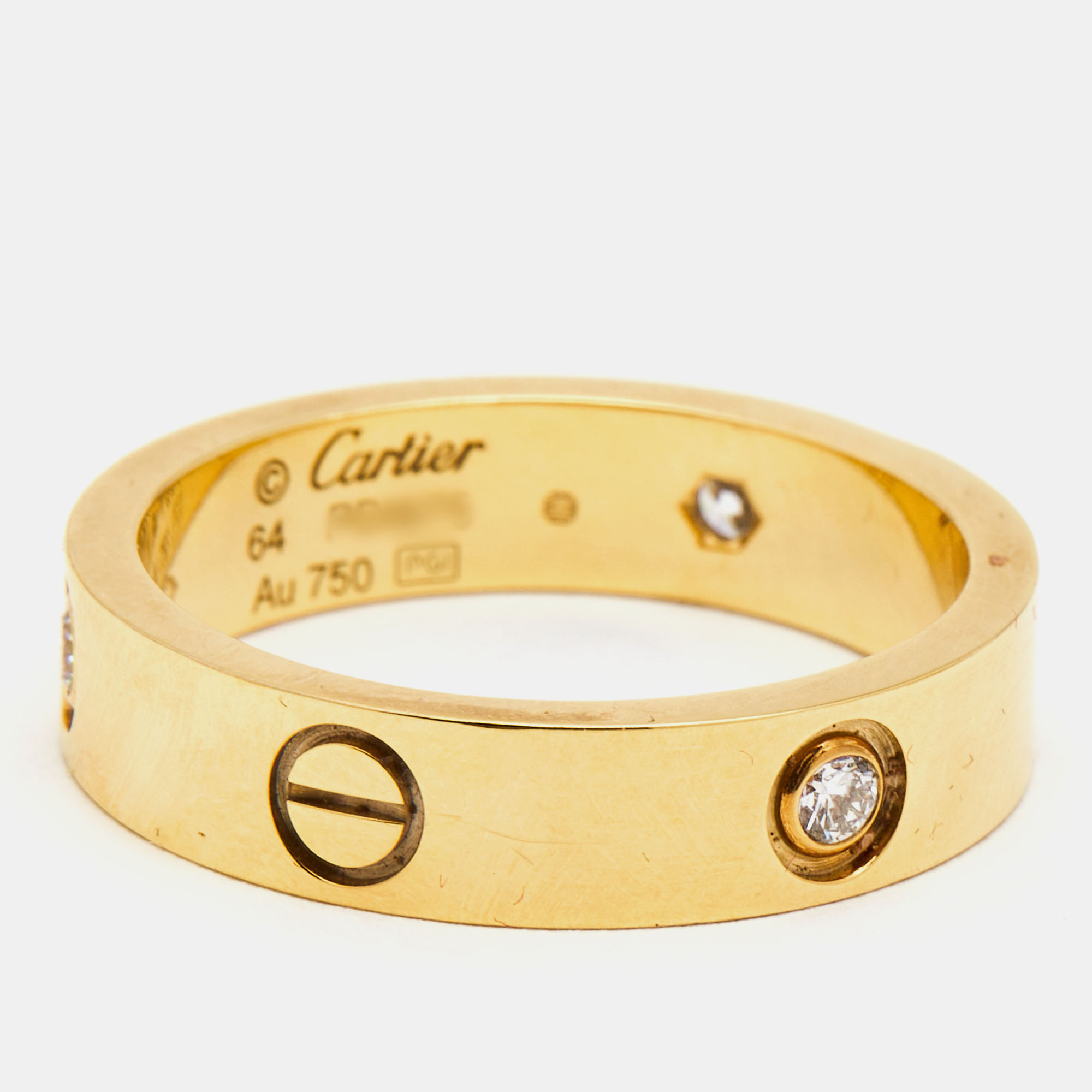 

Cartier Love 3 Diamonds 18k Yellow Gold Ring Size