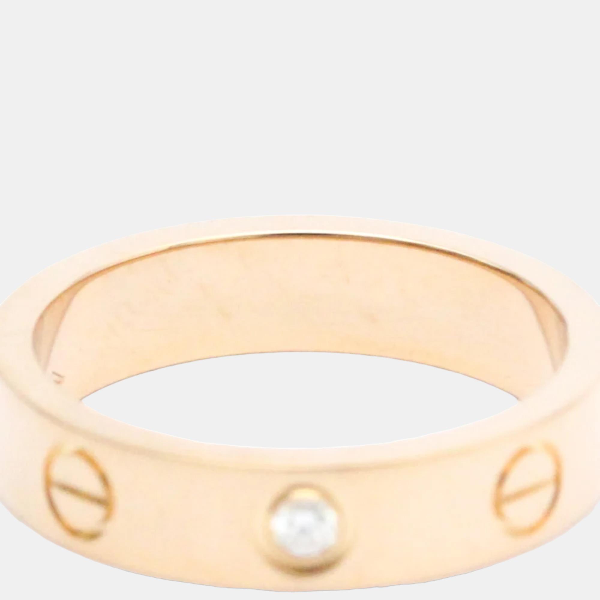 

Cartier Love 18K Rose Gold Diamond Ring EU 48