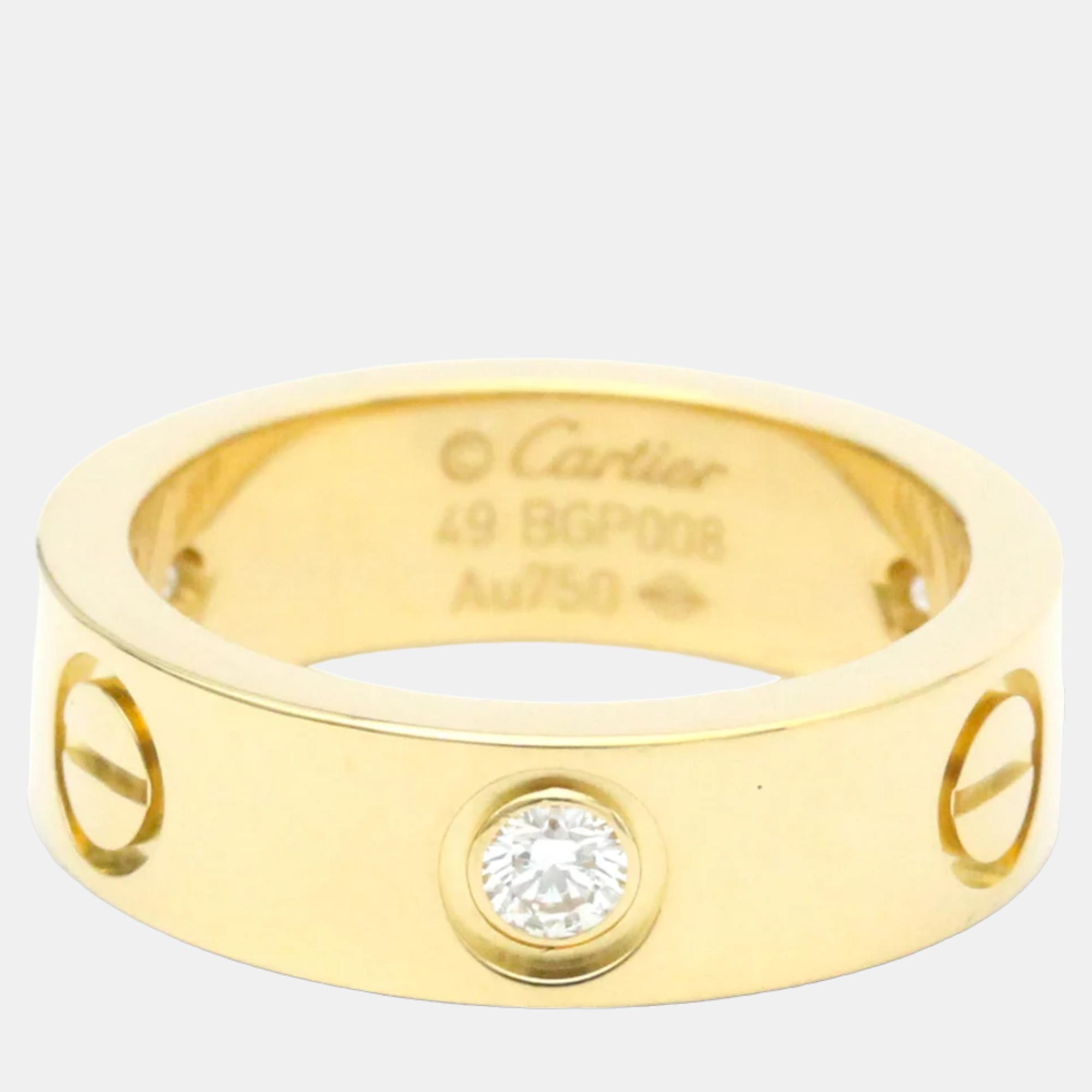 

Cartier Love 18K Yellow Gold Diamond Ring EU 49