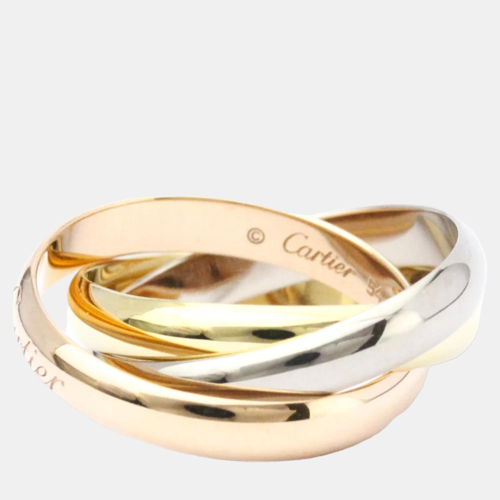 

Cartier Trinity 18K Yellow Rose and White Gold Ring EU 54
