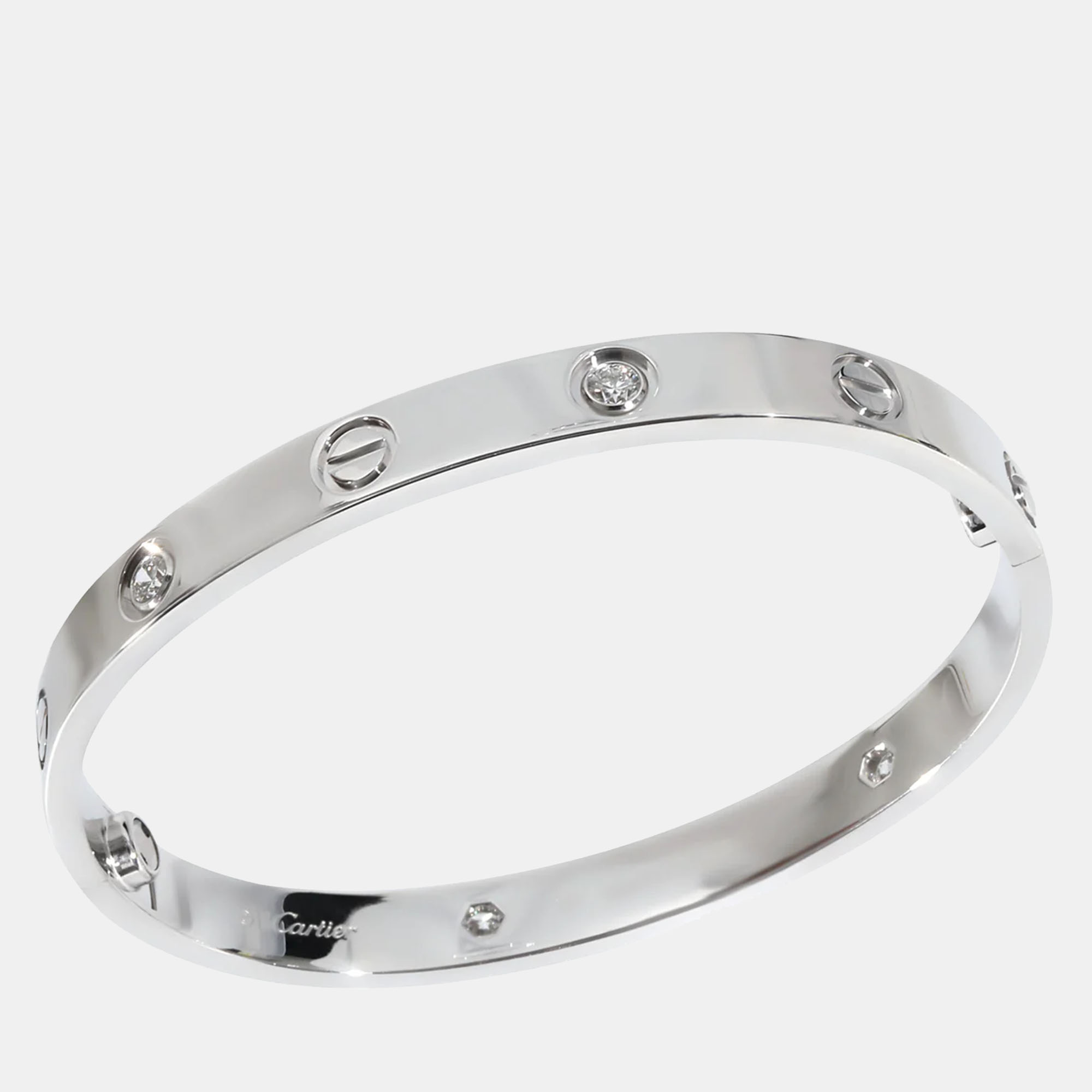 

Cartier Love Bracelet in 18K White Gold 0.42 CTW 16, Silver