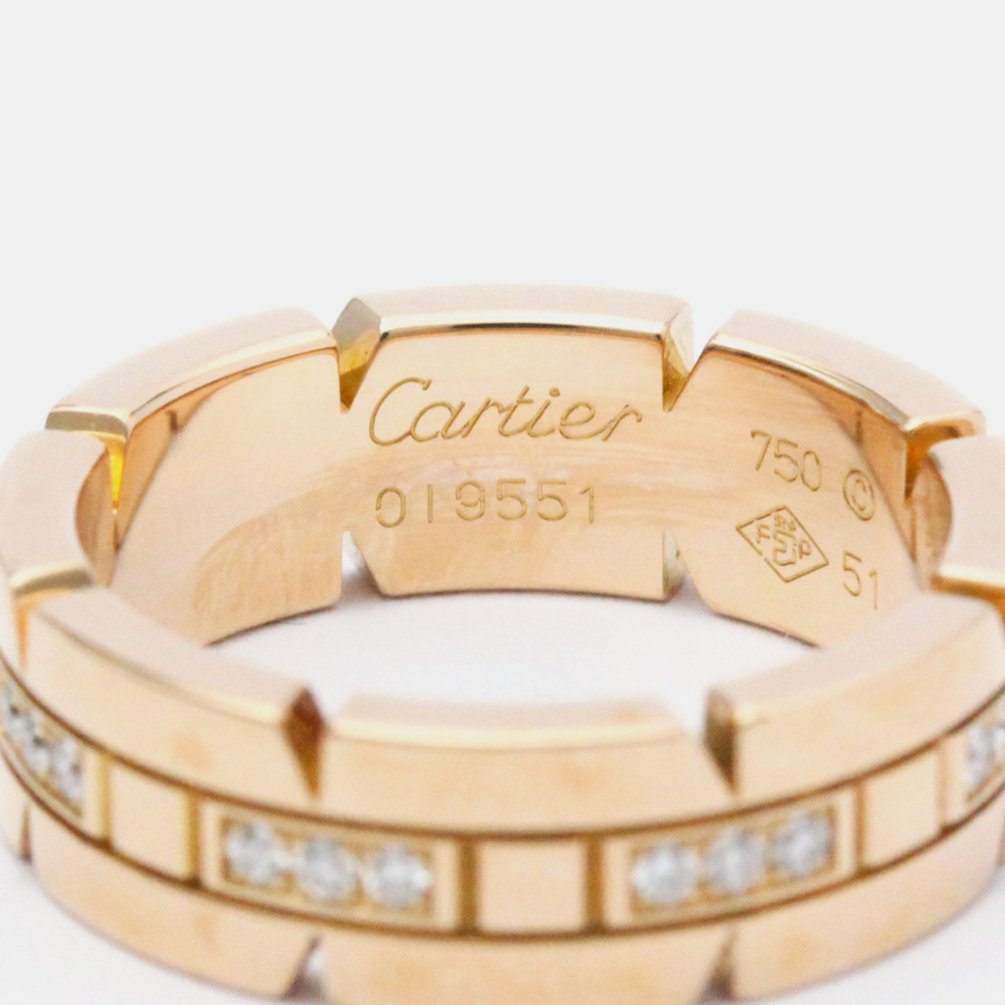 

Cartier Tank Francaise 18K Rose Gold Diamond Ring EU 51