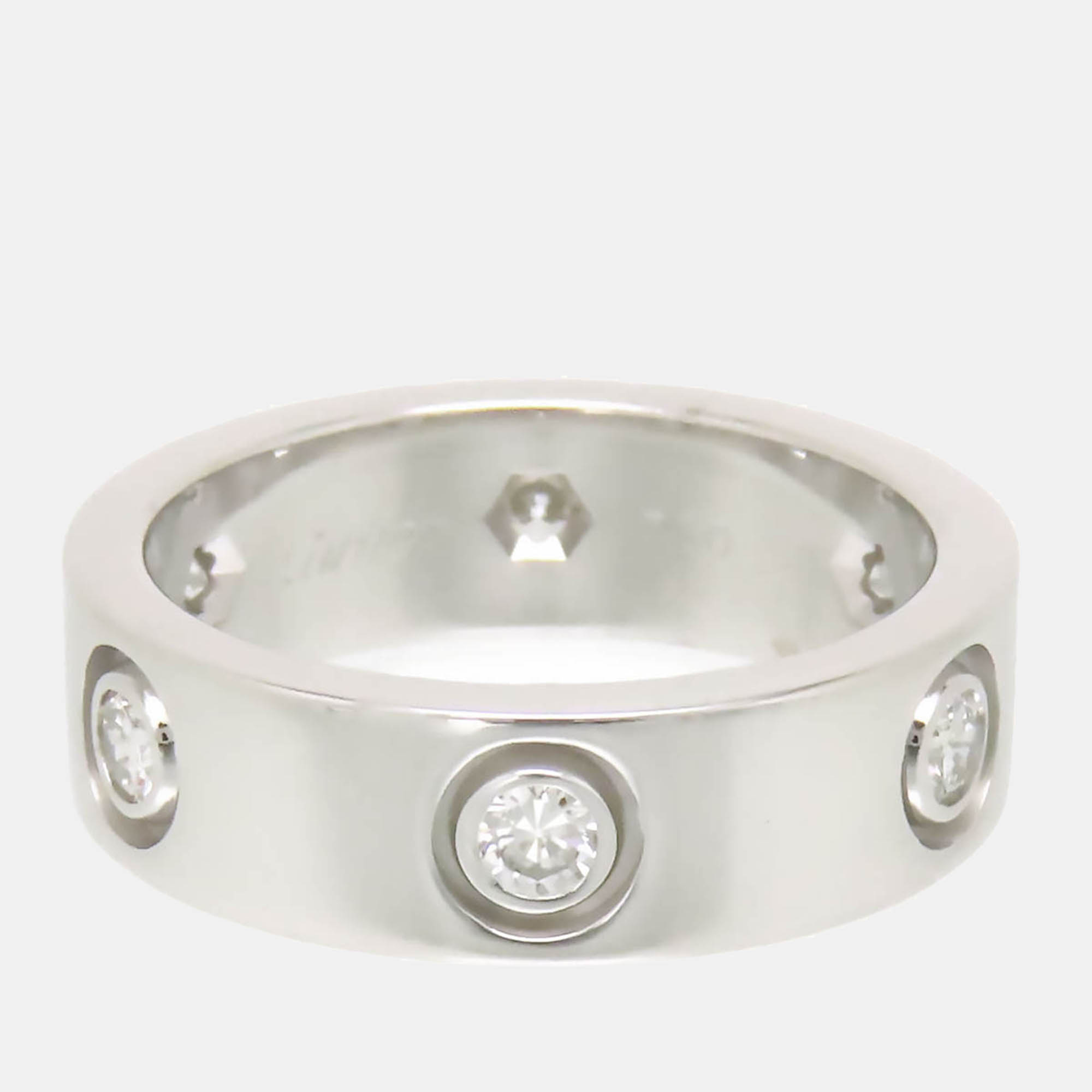

Cartier Love 18K White Gold Diamond Ring EU 50