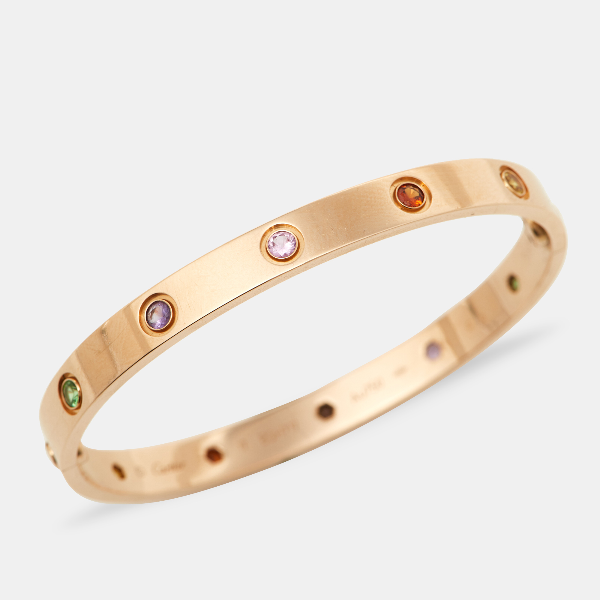 

Cartier Love Multi Gemstone 18k Rose Gold Bracelet 17