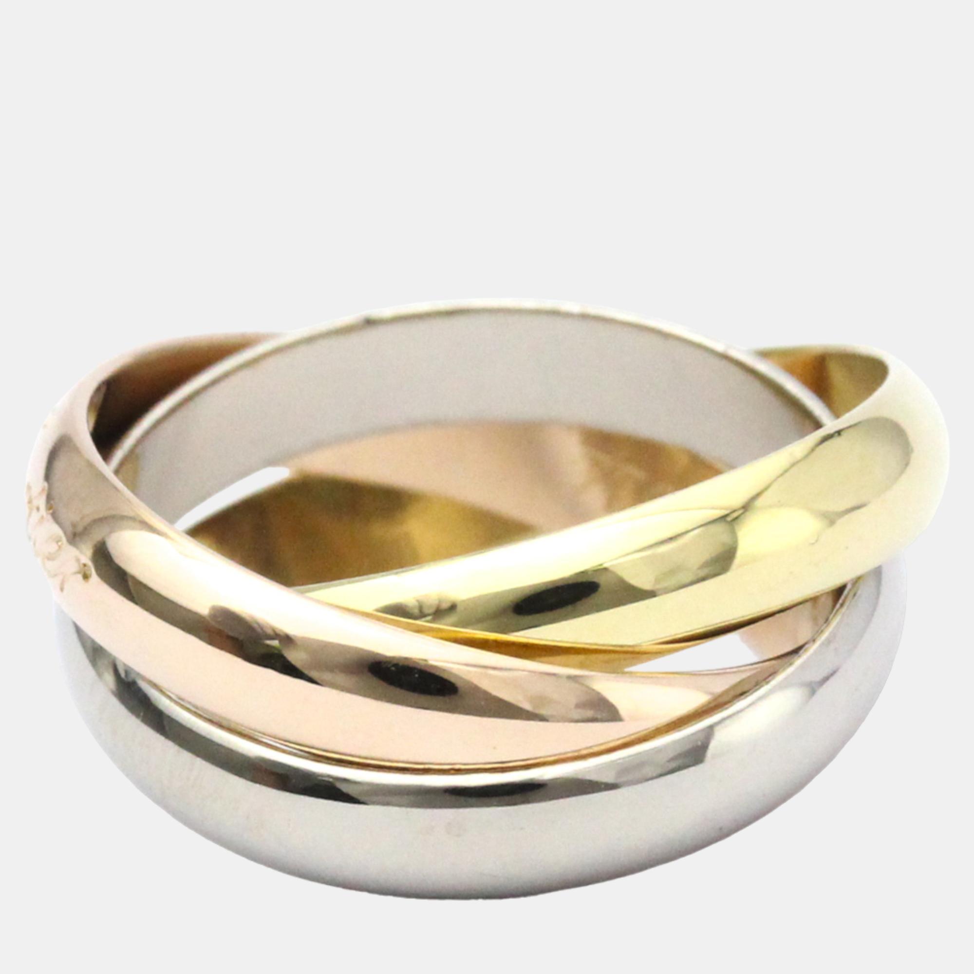 

Cartier Trinity 18K Yellow Rose and White Gold Ring EU 49