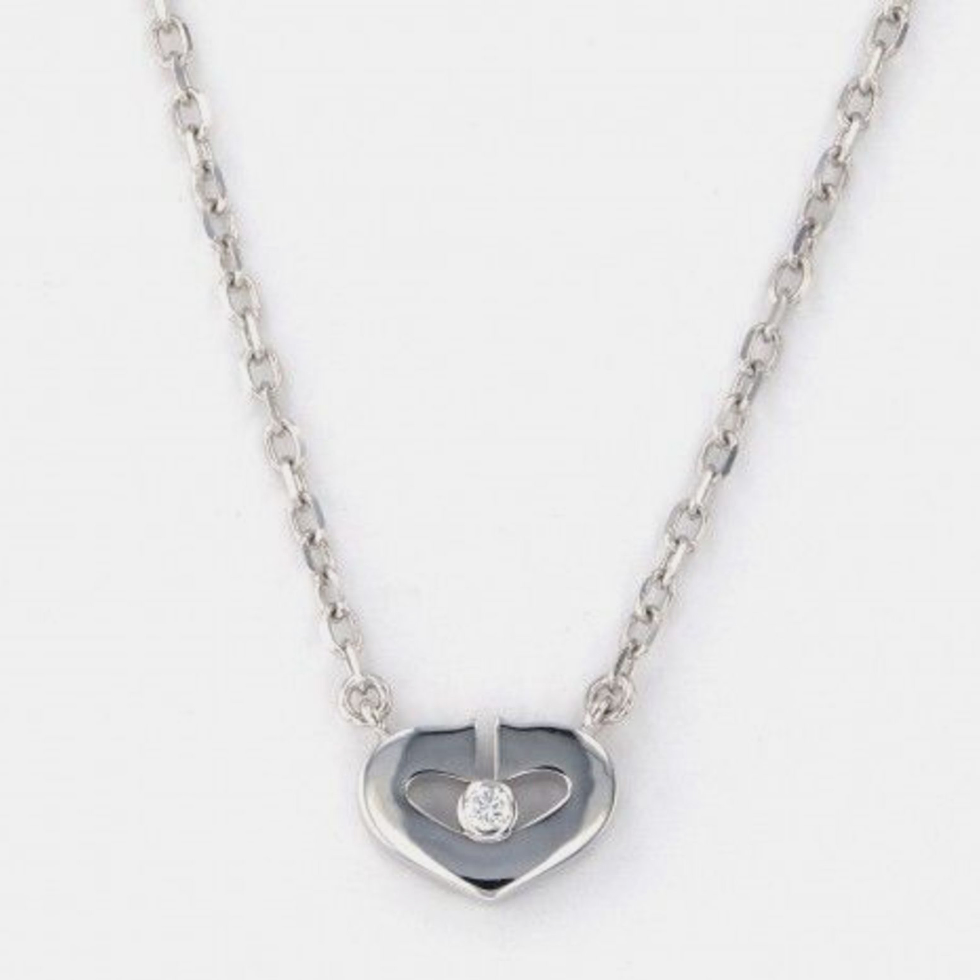 Pre-owned Cartier Heart C 18k White Gold Diamond Necklace