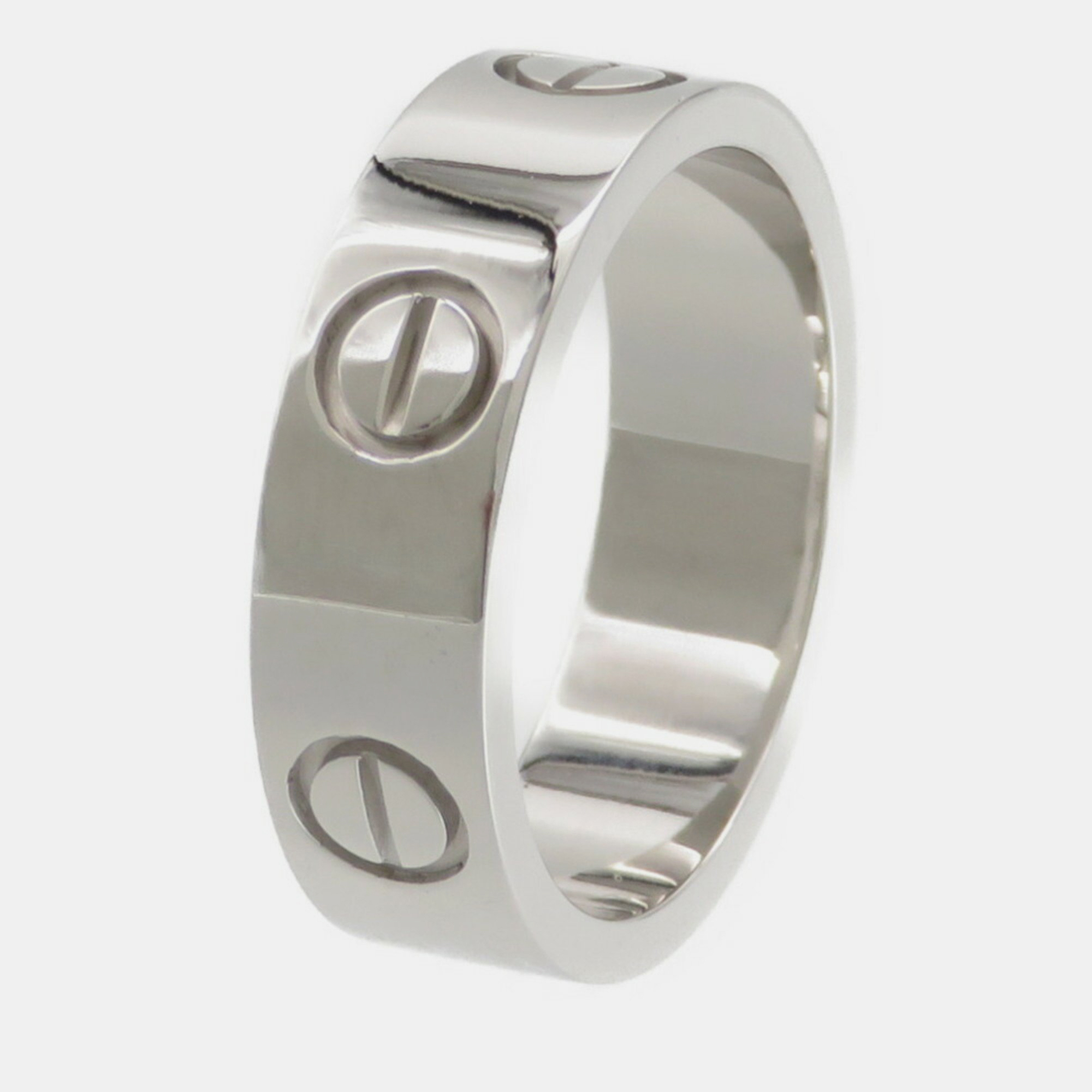 Pre-owned Cartier Love 18k White Gold Ring Eu 54