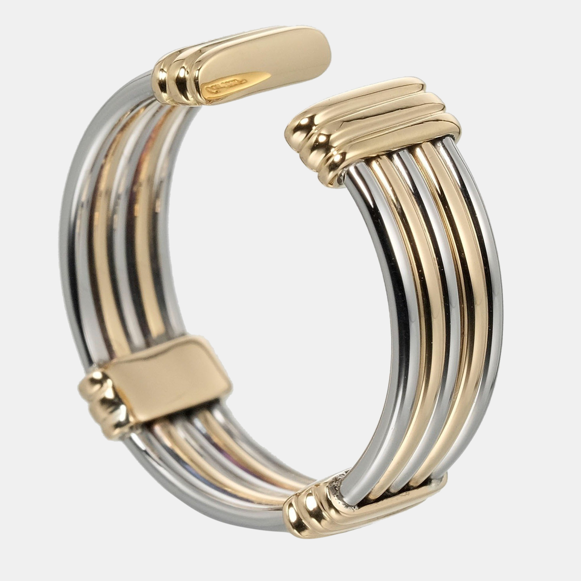 

Cartier Vintage Etacier 18K Yellow Gold Stainless Steel Ring EU 53