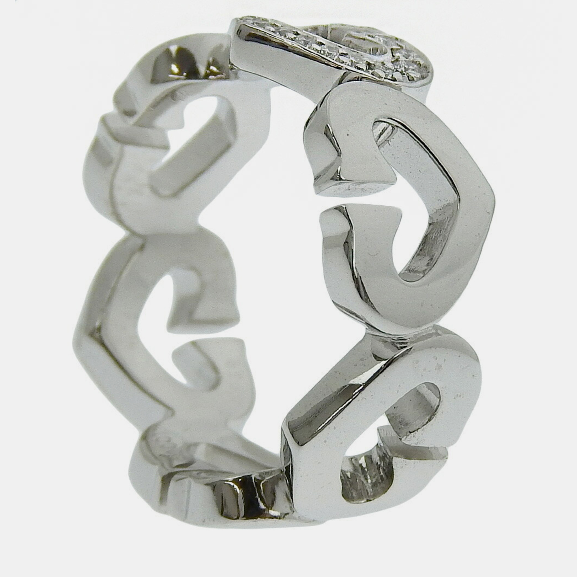 

Cartier Heart C 18K White Gold Diamond Ring EU 49