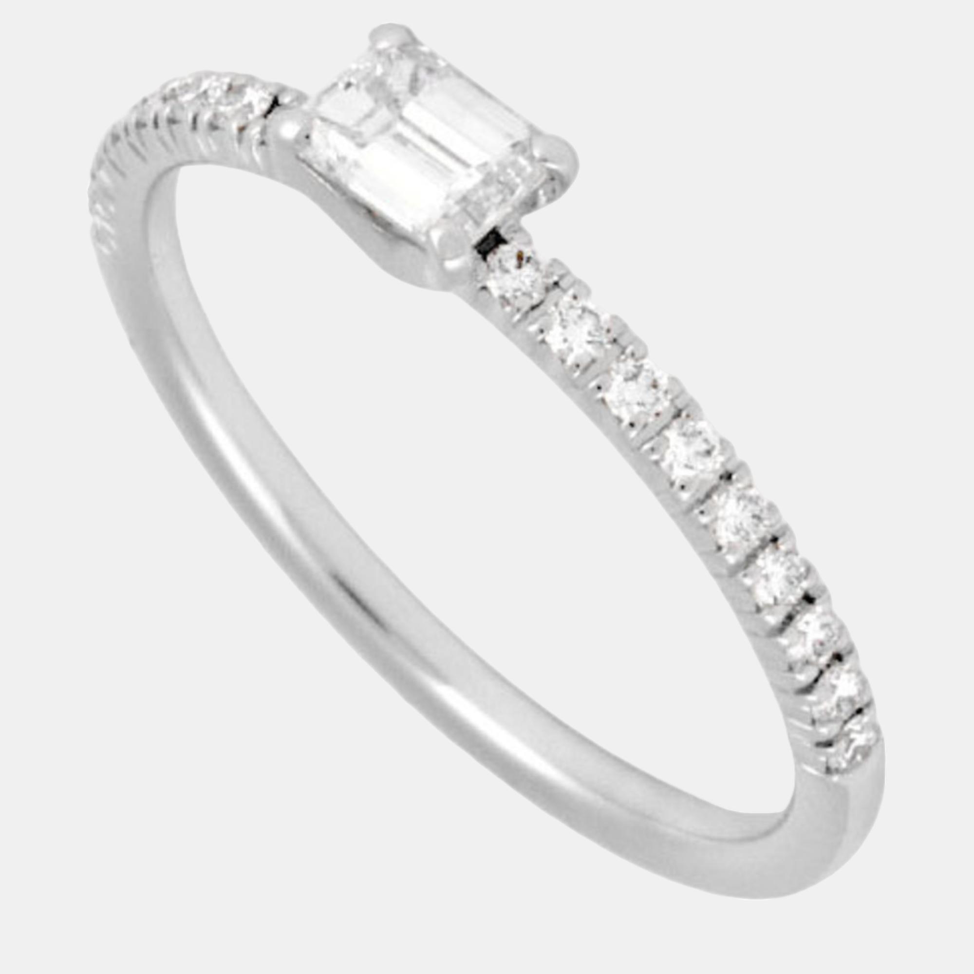 Pre-owned Cartier 18k White Gold Diamond Ring Eu 46