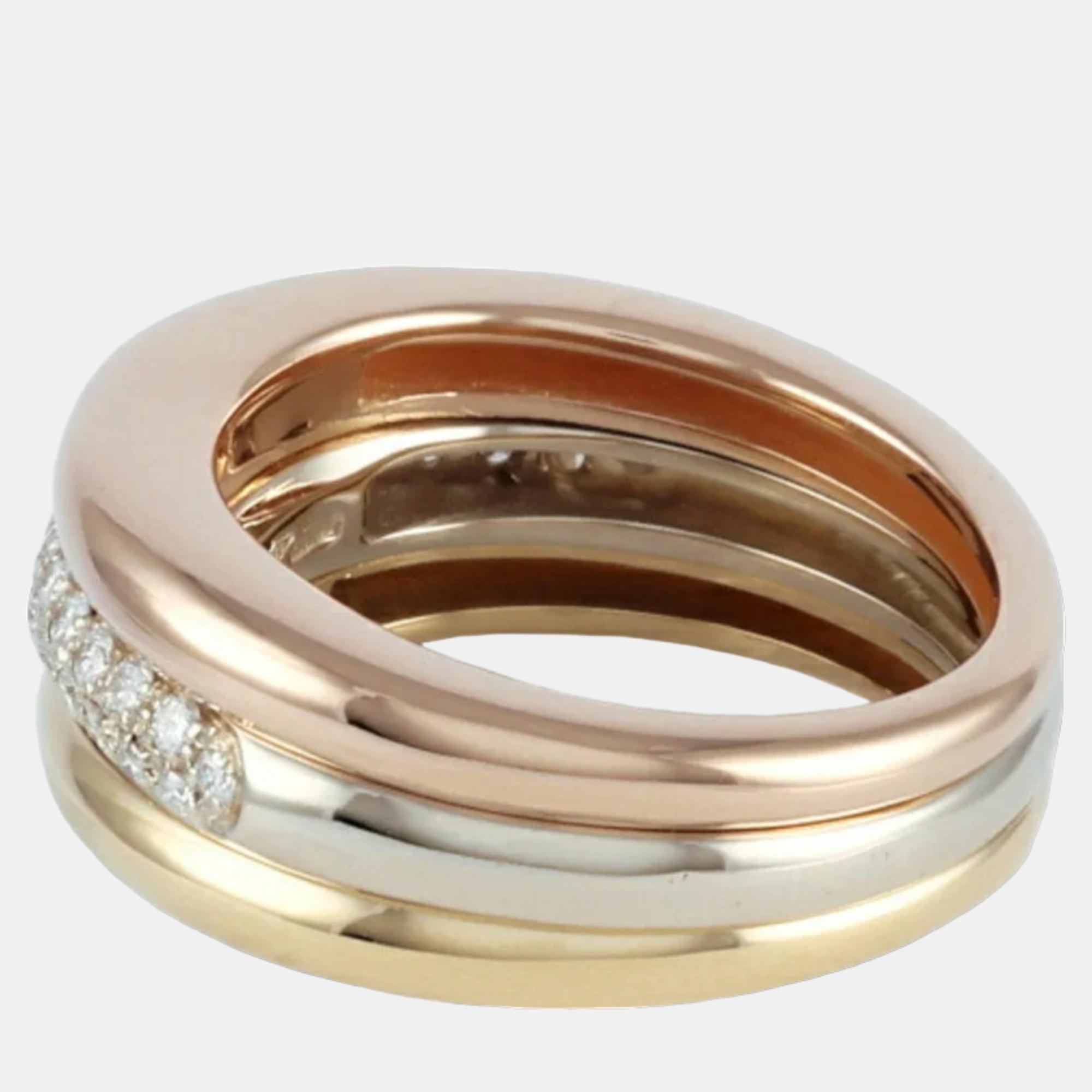 

Cartier Vintage 18K Yellow Rose White Gold and Diamond Ring EU 51