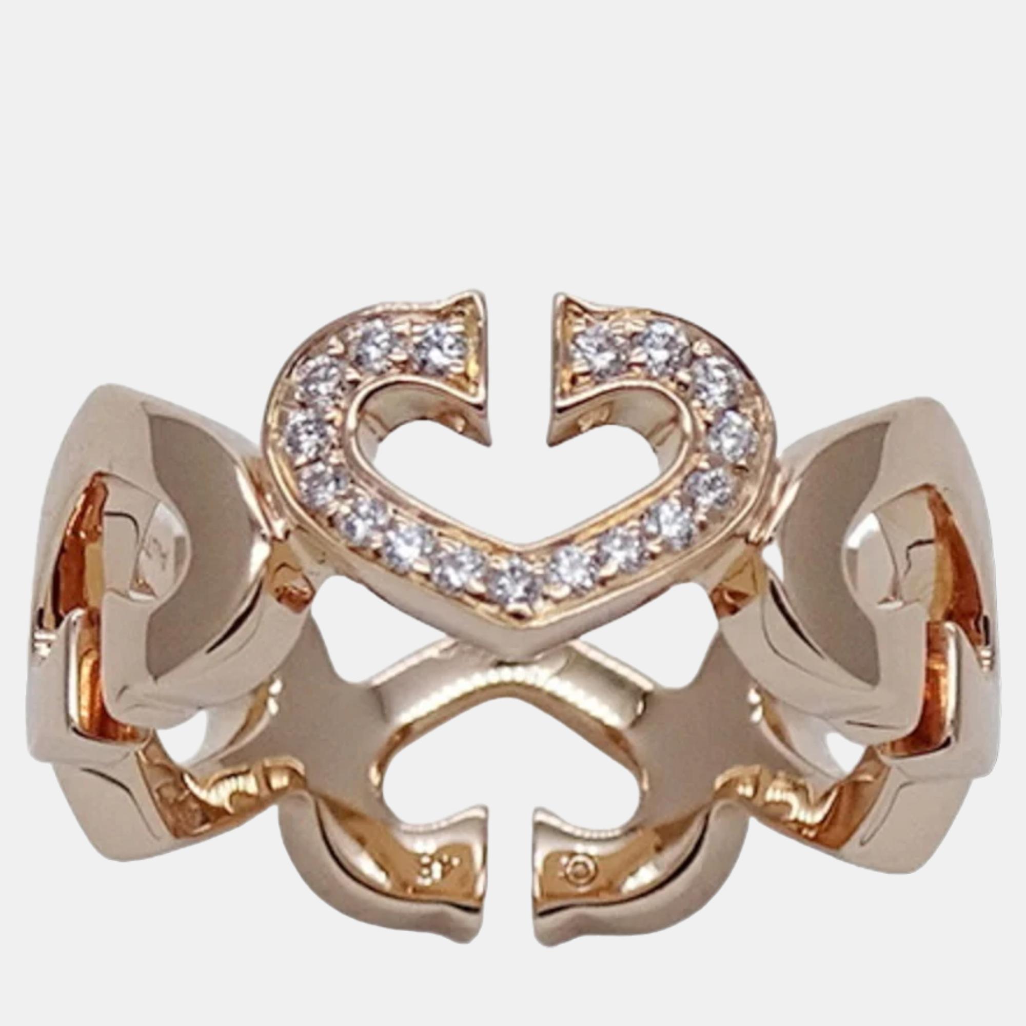 

Cartier Heart C 18K Rose Gold Diamond Ring EU 48