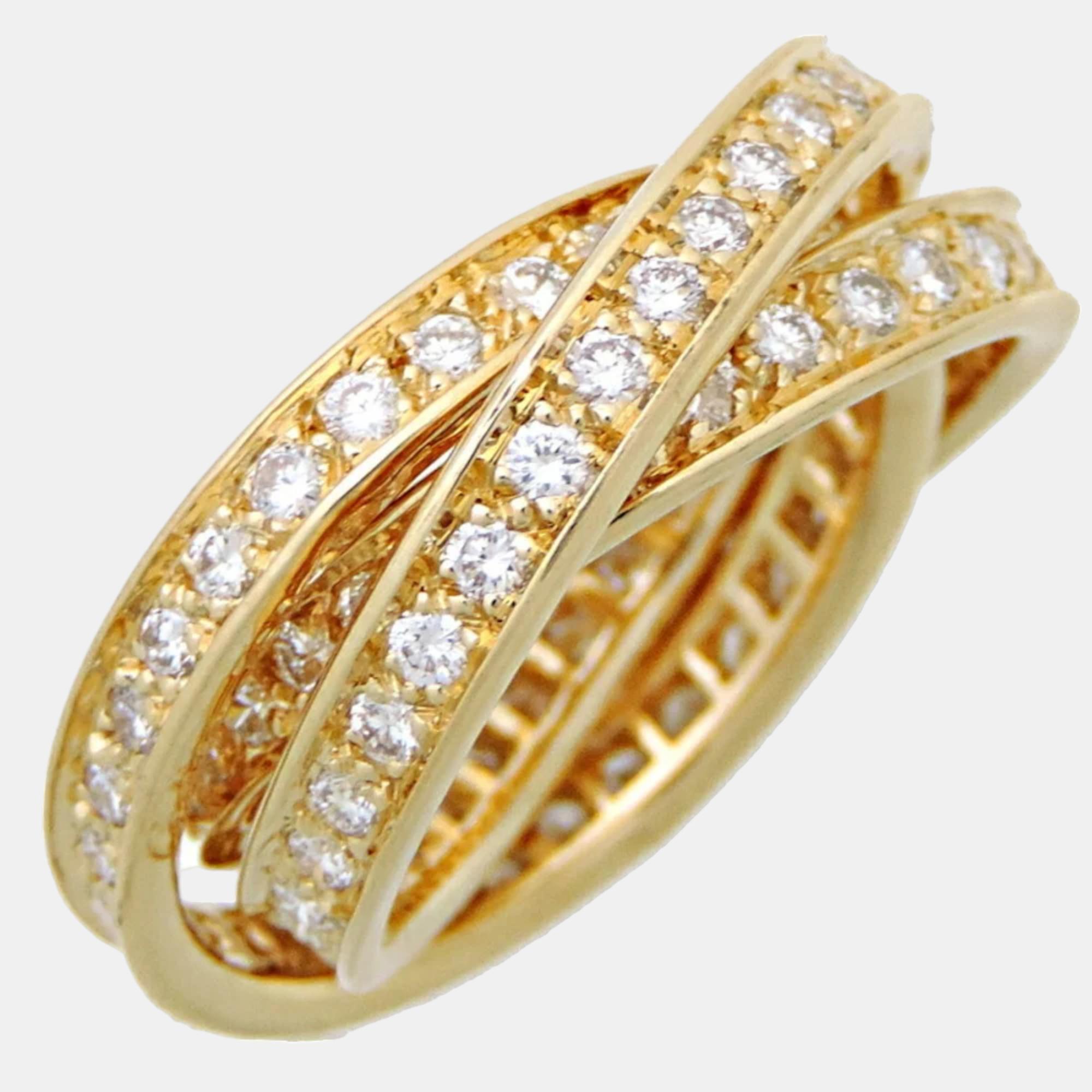 Pre-owned Cartier Vintage Trinity 18k Yellow Gold Diamond Ring Eu 52