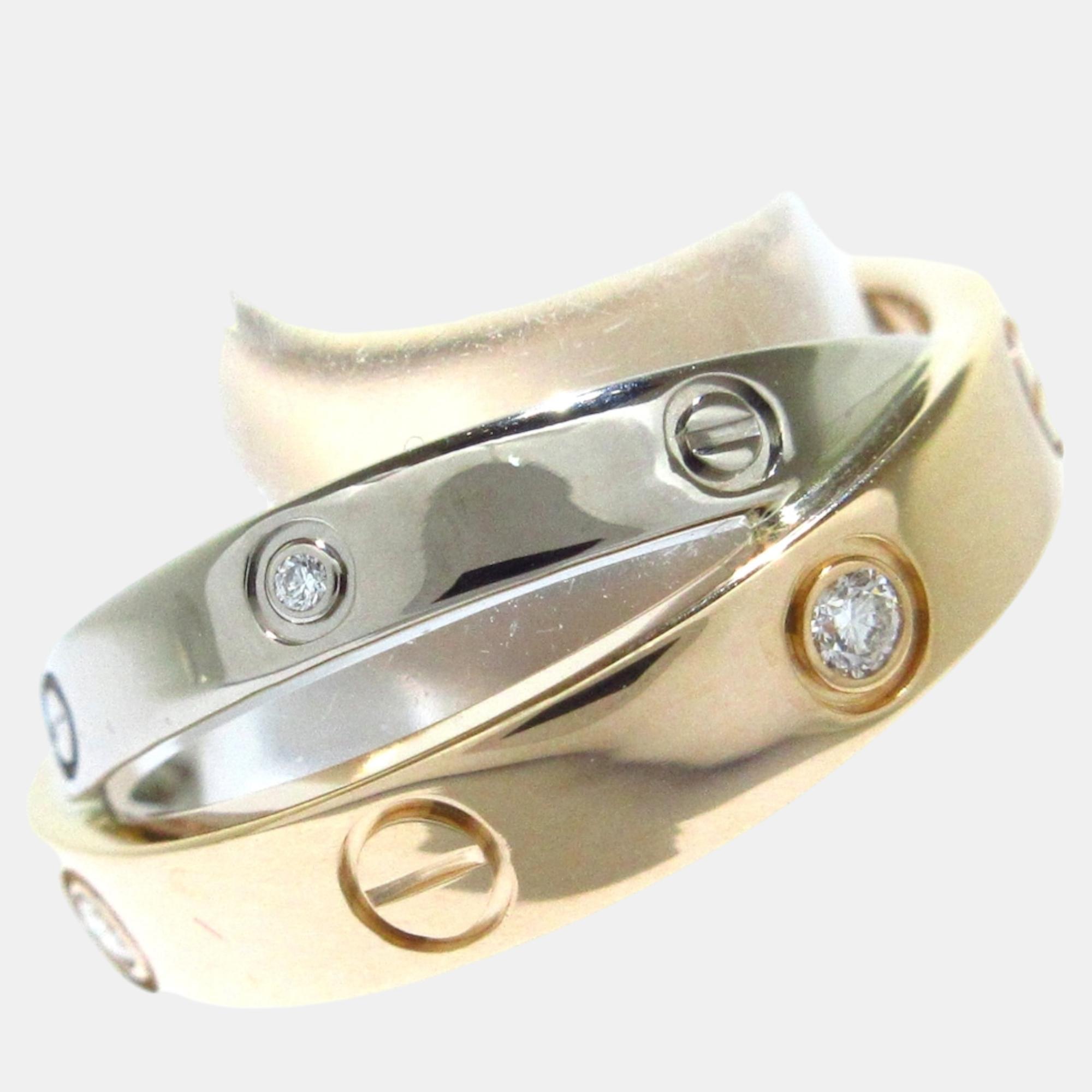 

Cartier Love 18K Rose Gold White Gold Diamond Ring EU 48