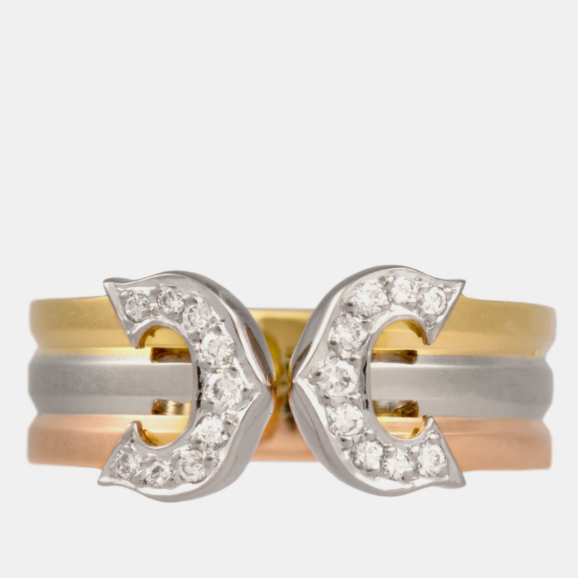 

Cartier Trinity De Cartier 18K Yellow Rose White Gold and Diamond Ring EU 51