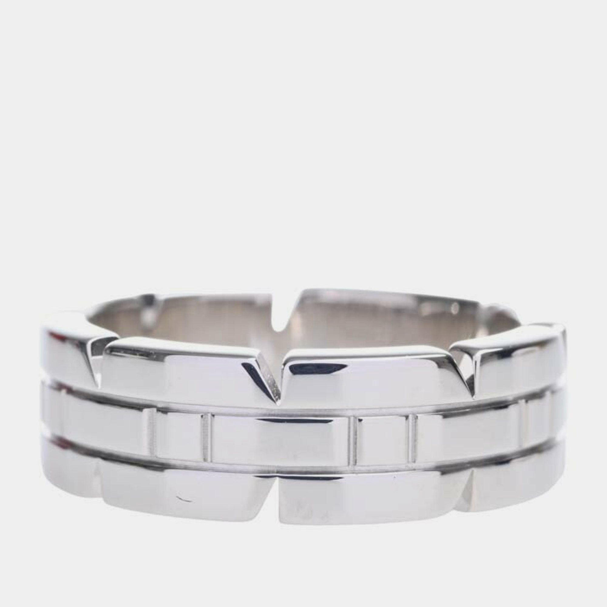 Pre-owned Cartier Tank Francaise 18k White Gold Ring Eu 47