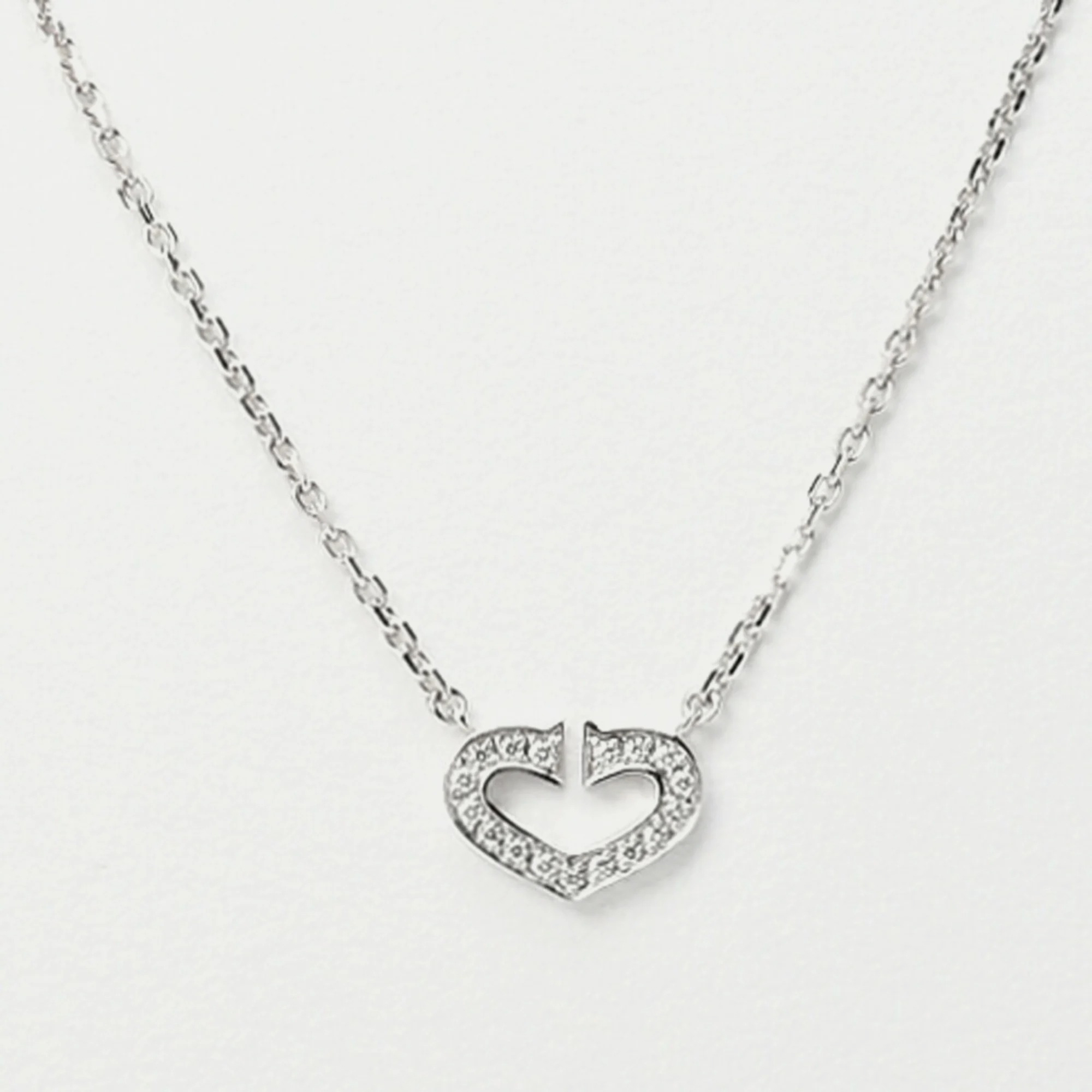 Pre Owned Cartier Heart c 18K White Gold Diamond Necklace 