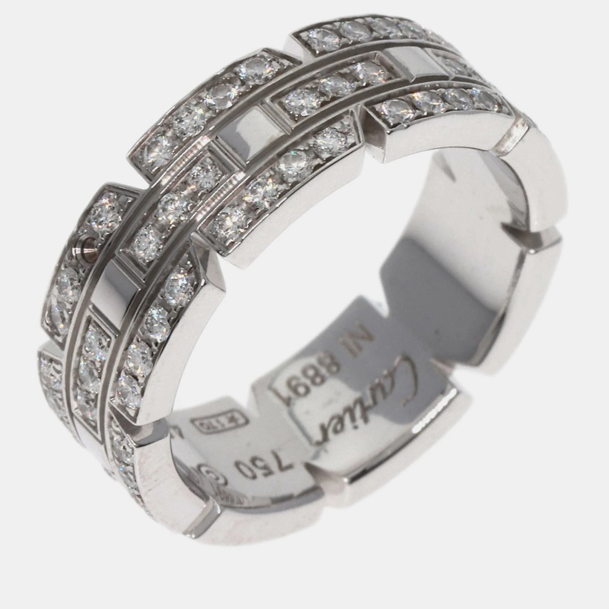 

Cartier Maillon Panthere 18K White Gold Diamond Ring EU 49