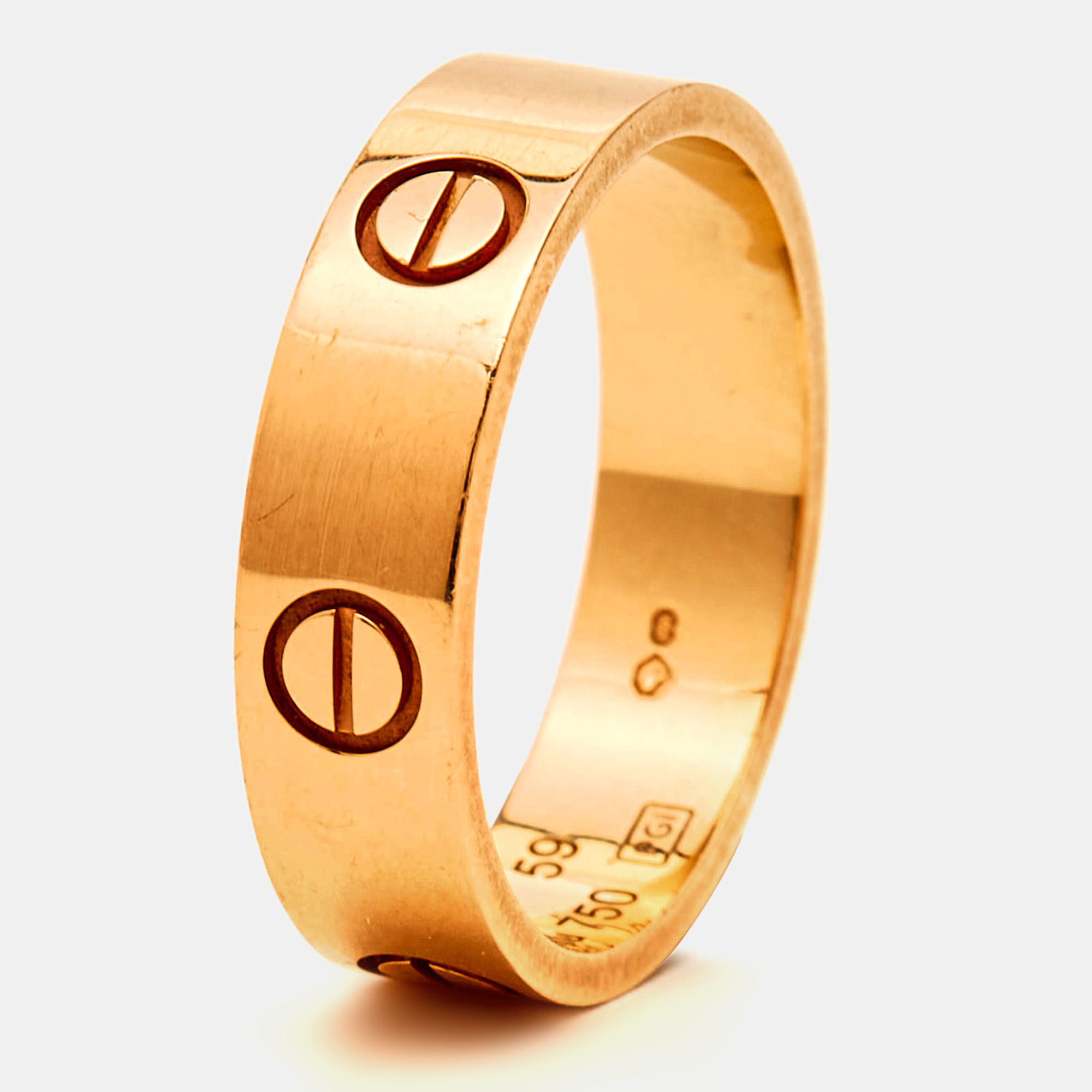 Pre-owned Cartier Love 18k Rose Gold Ring Size 59