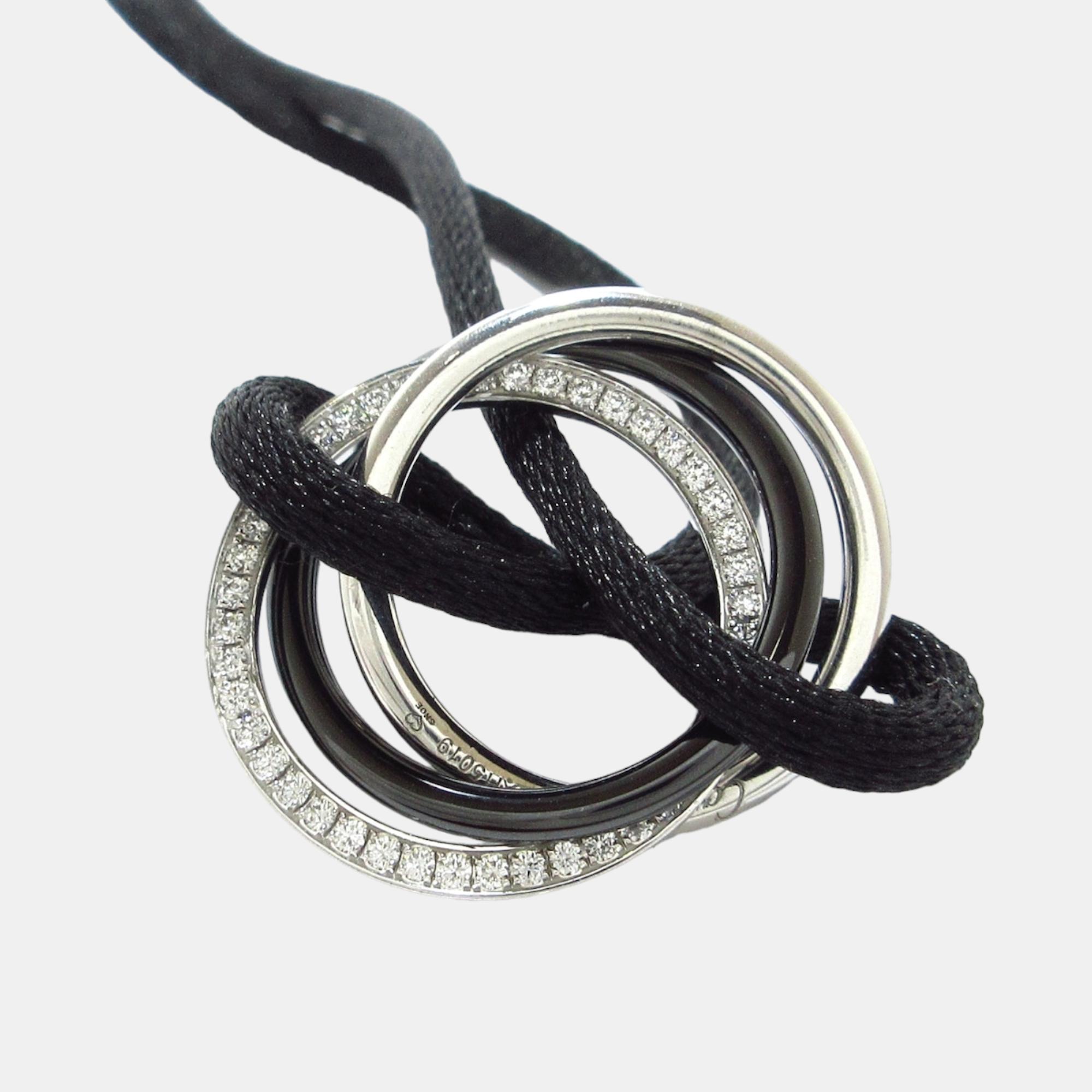 

Cartier 18K White Gold, Diamond and Ceramic Trinity Pendant Necklace