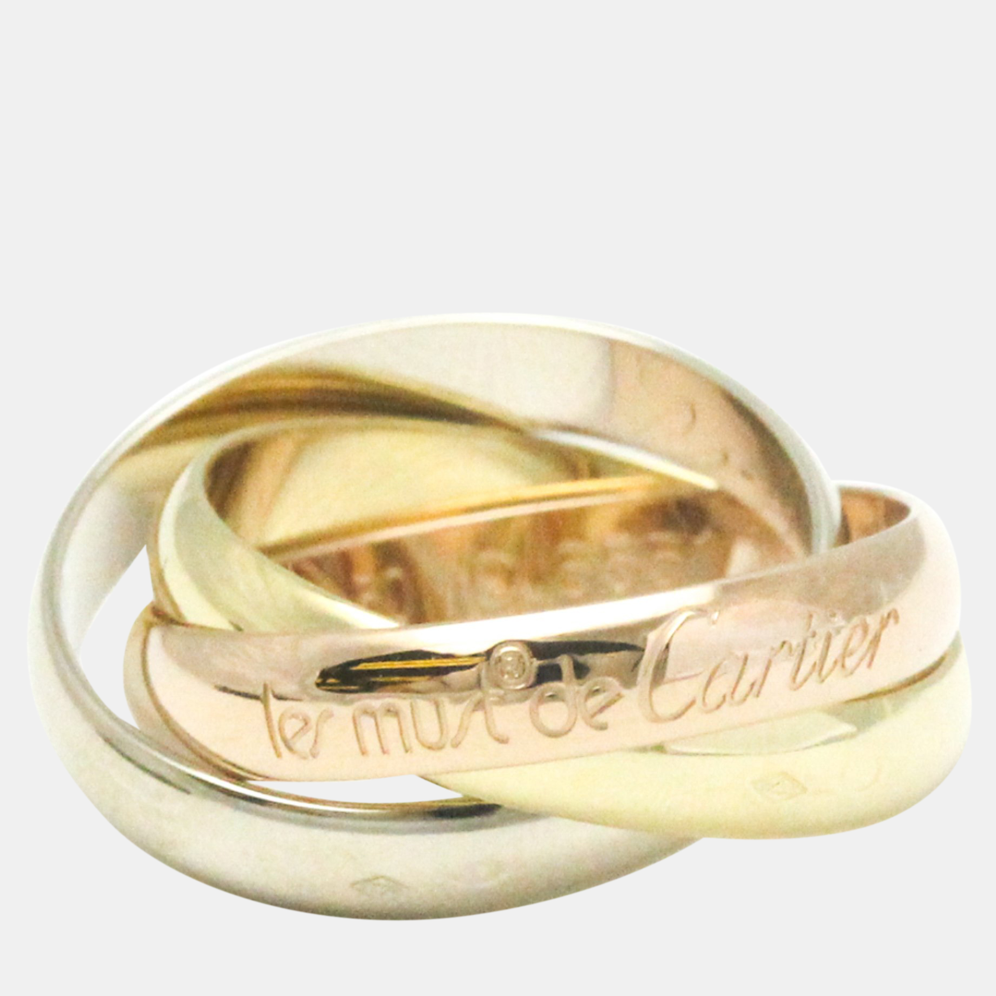 

Cartier 18K Yellow, Rose and White Gold Trinity Band Ring EU 50