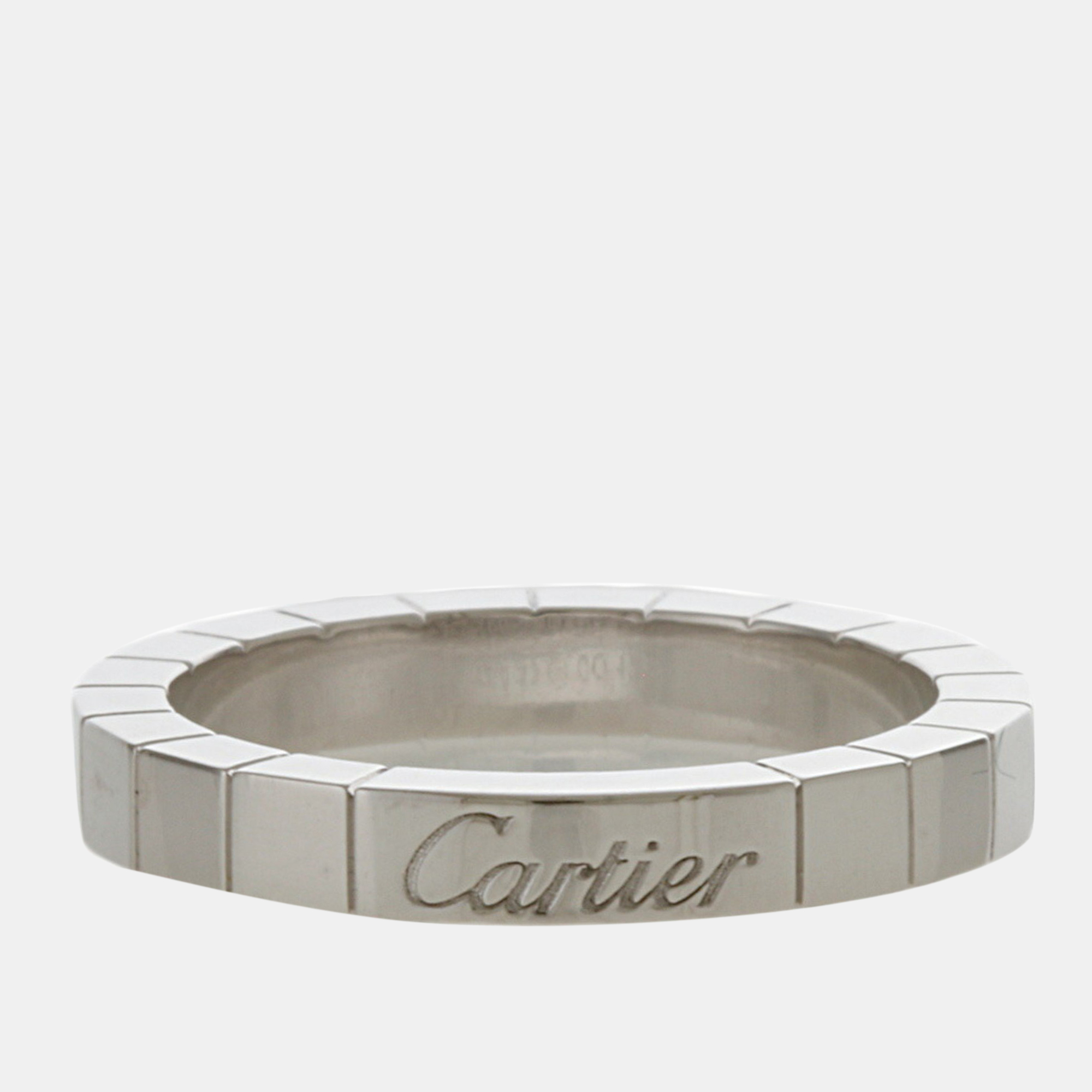 Pre-owned Cartier 18k White Gold Lanieres Wedding Band Ring Eu 53
