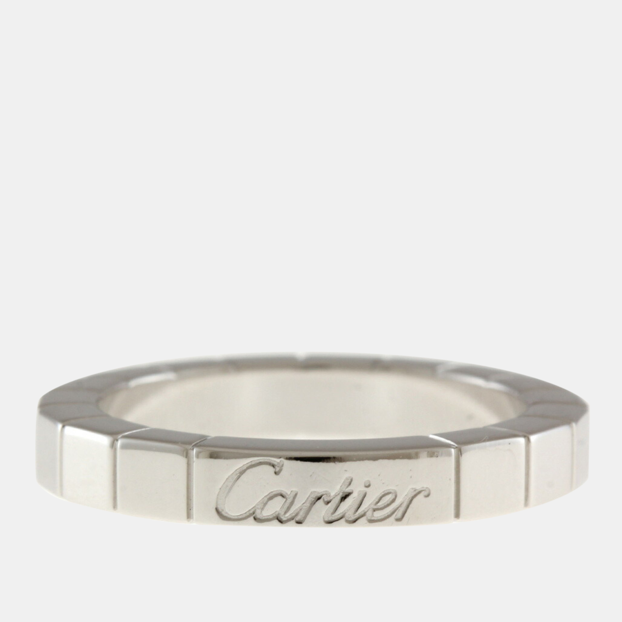 Pre-owned Cartier 18k White Gold Lanieres Band Ring Eu 48