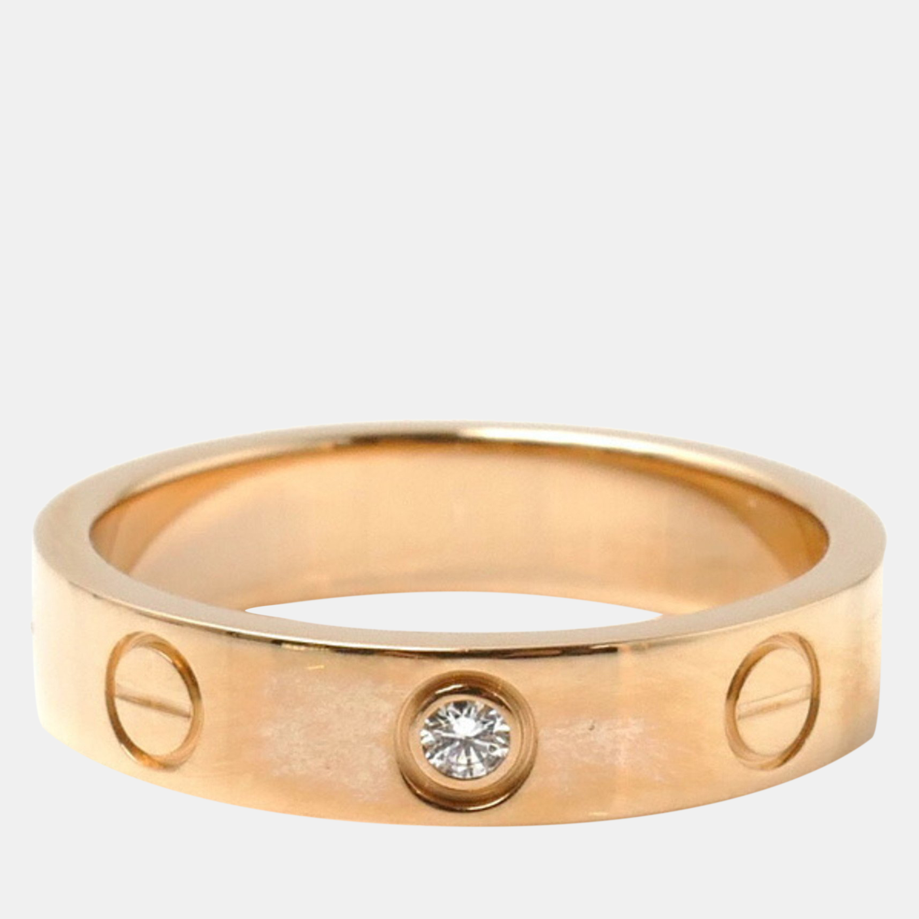 

Cartier 18K Rose Gold and 1 Diamond Love Band Ring EU 49