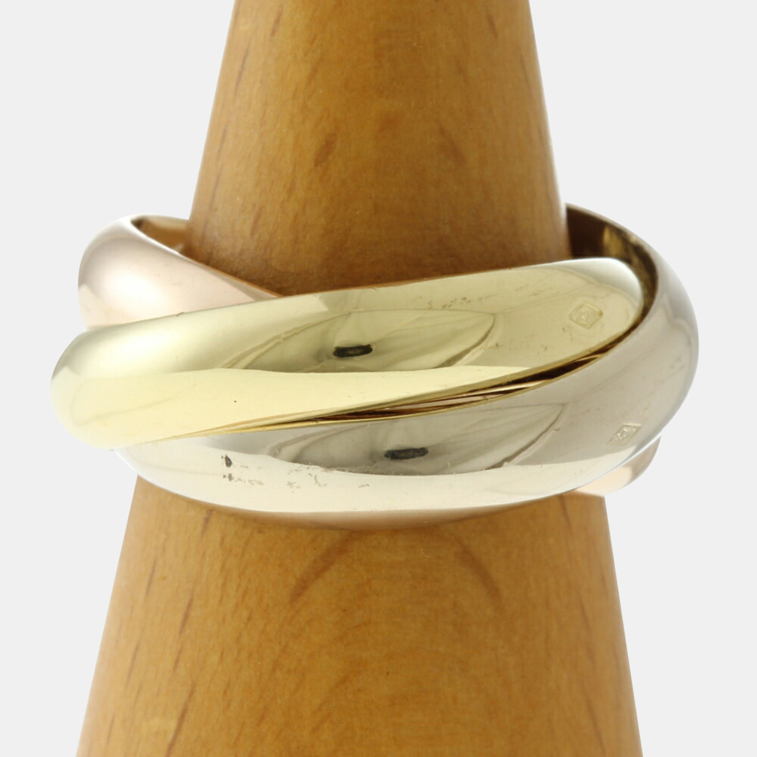 

Cartier 18K Yellow, Rose and White Gold Trinity Band Ring EU 48