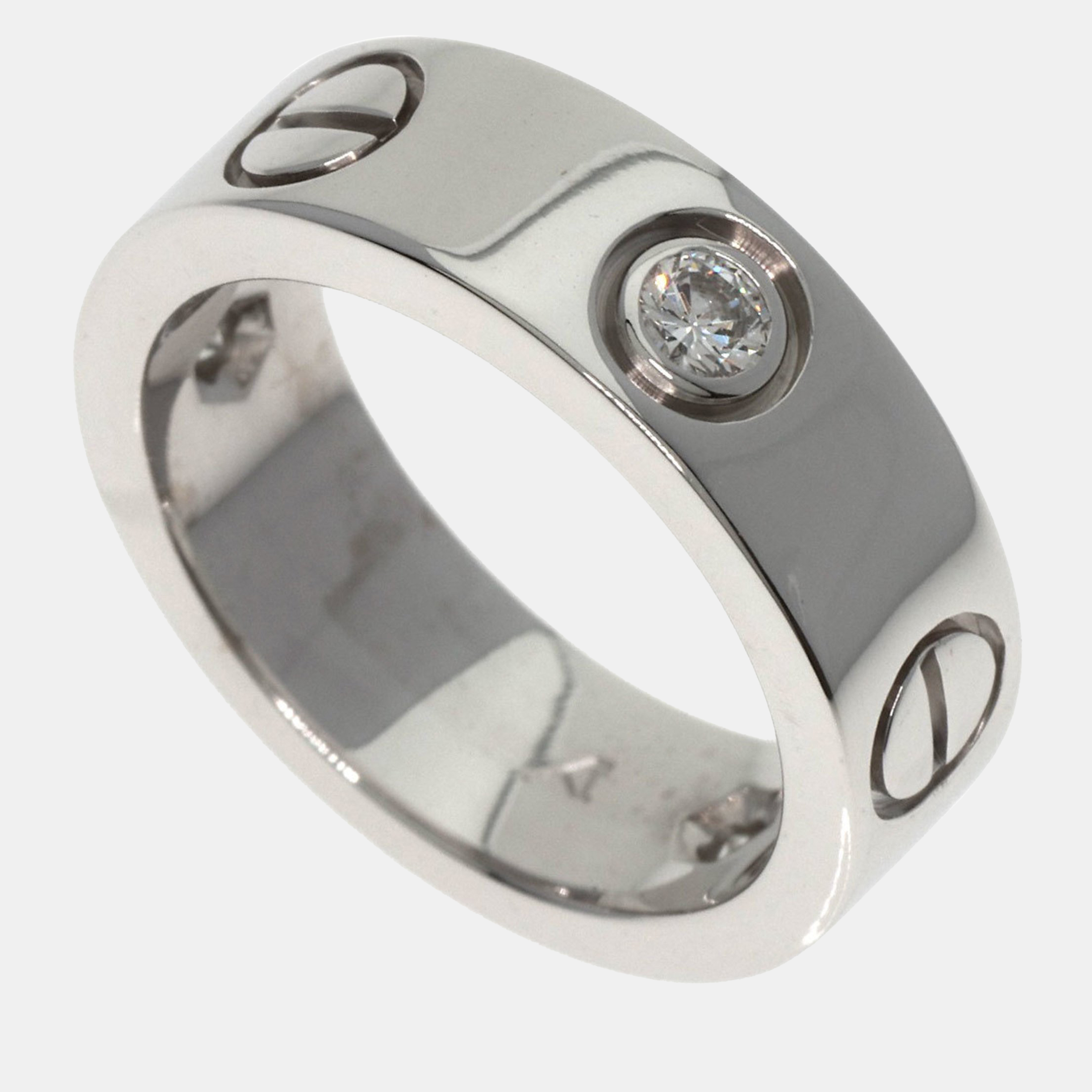 

Cartier 18K White Gold and Diamond Love Wedding Band Ring EU 46