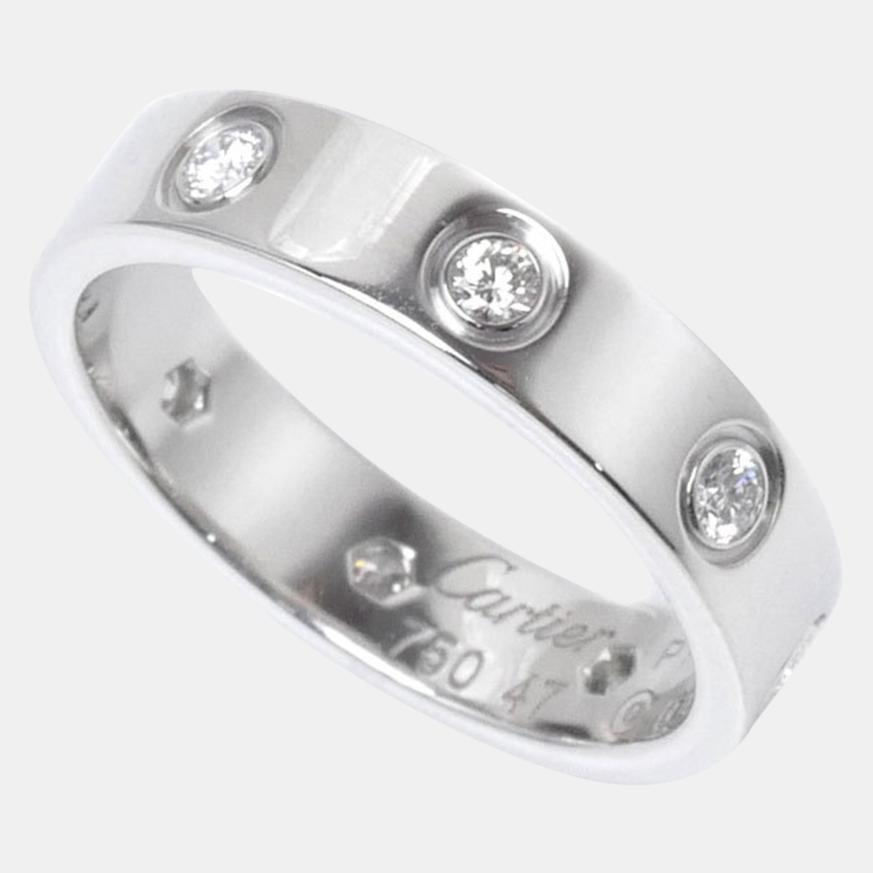 

Cartier 18K White Gold and Diamond Love Band Ring EU 47